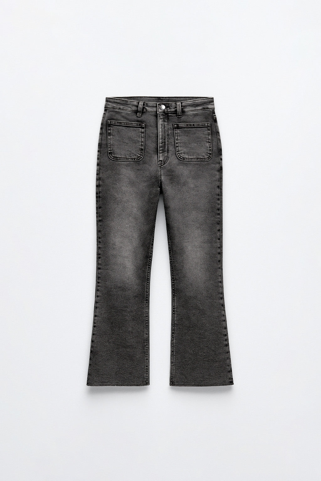 Denim Cropped Flare - Grey