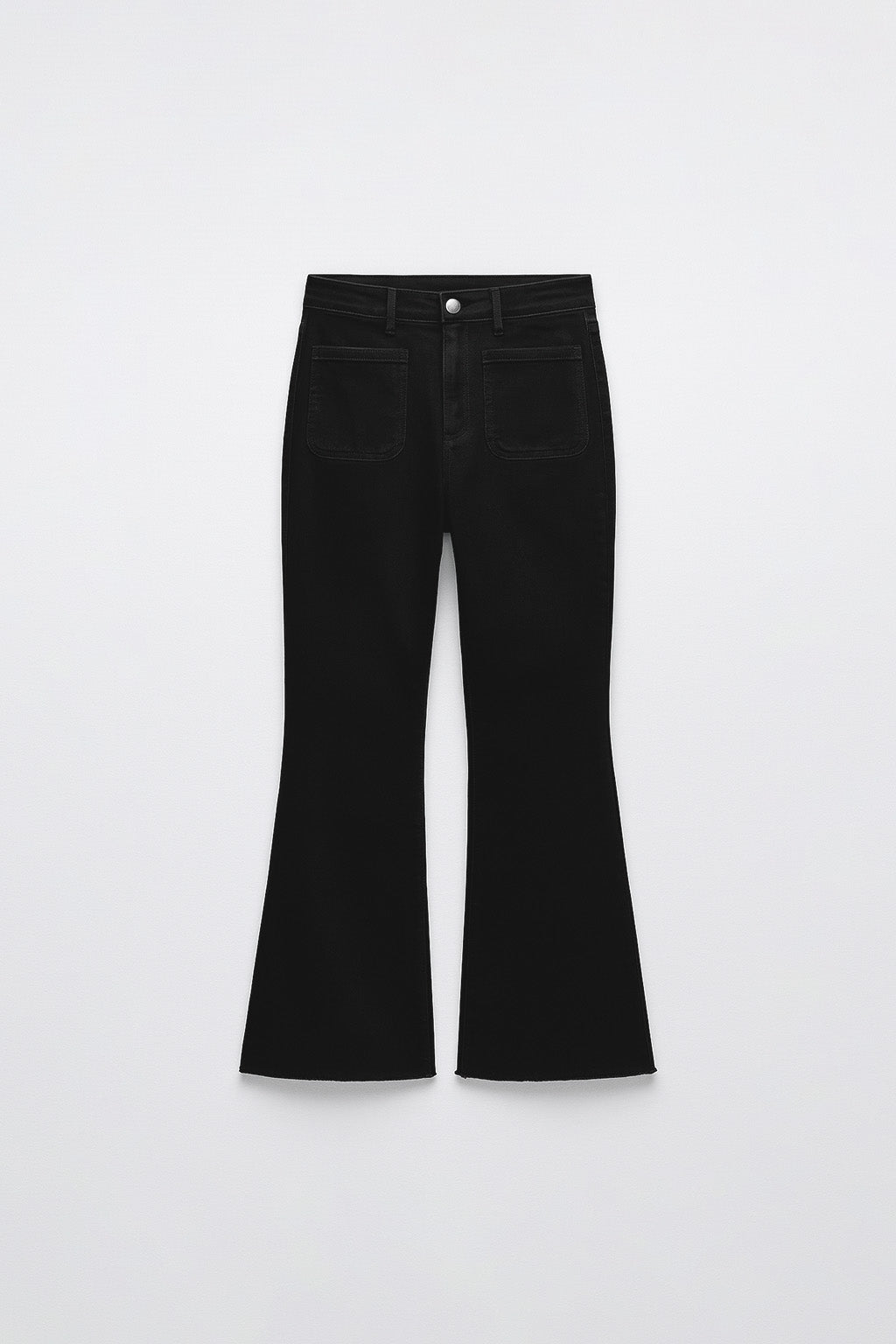 Denim Cropped Flare - Black