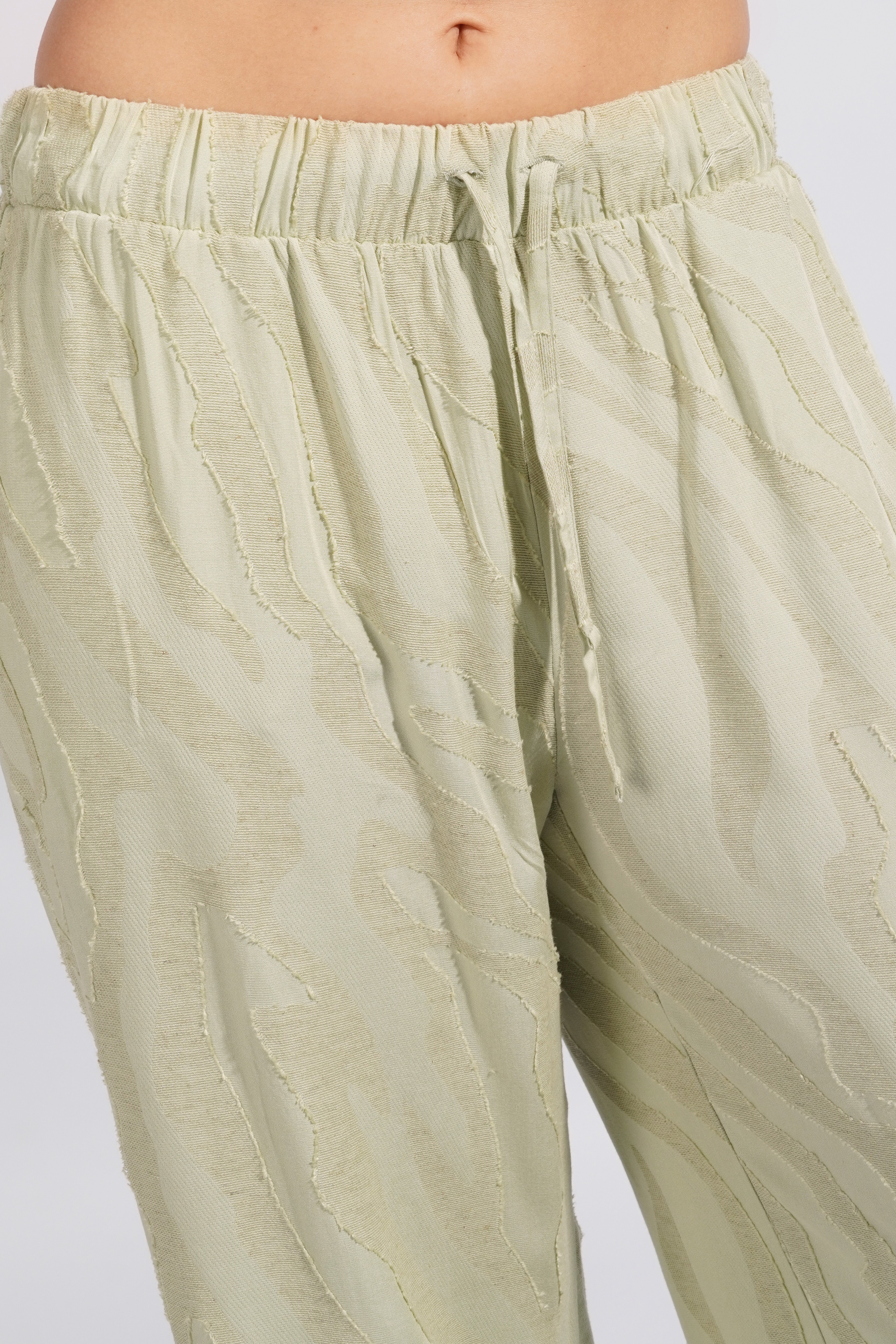 Pantalón Recto Estampado Lino - Aloe