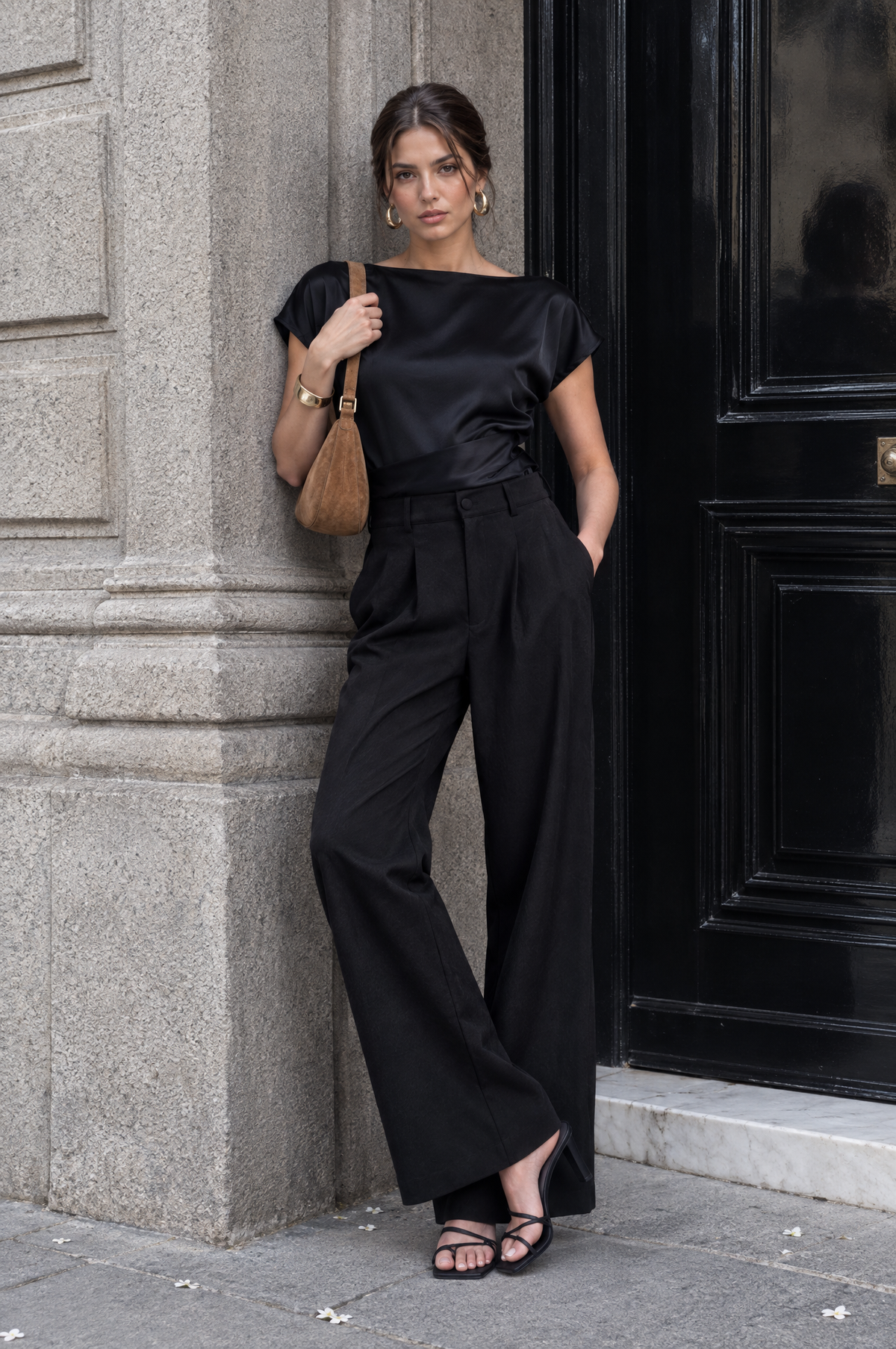 Pantalón Sastre Palazzo - Negro - lifestyle