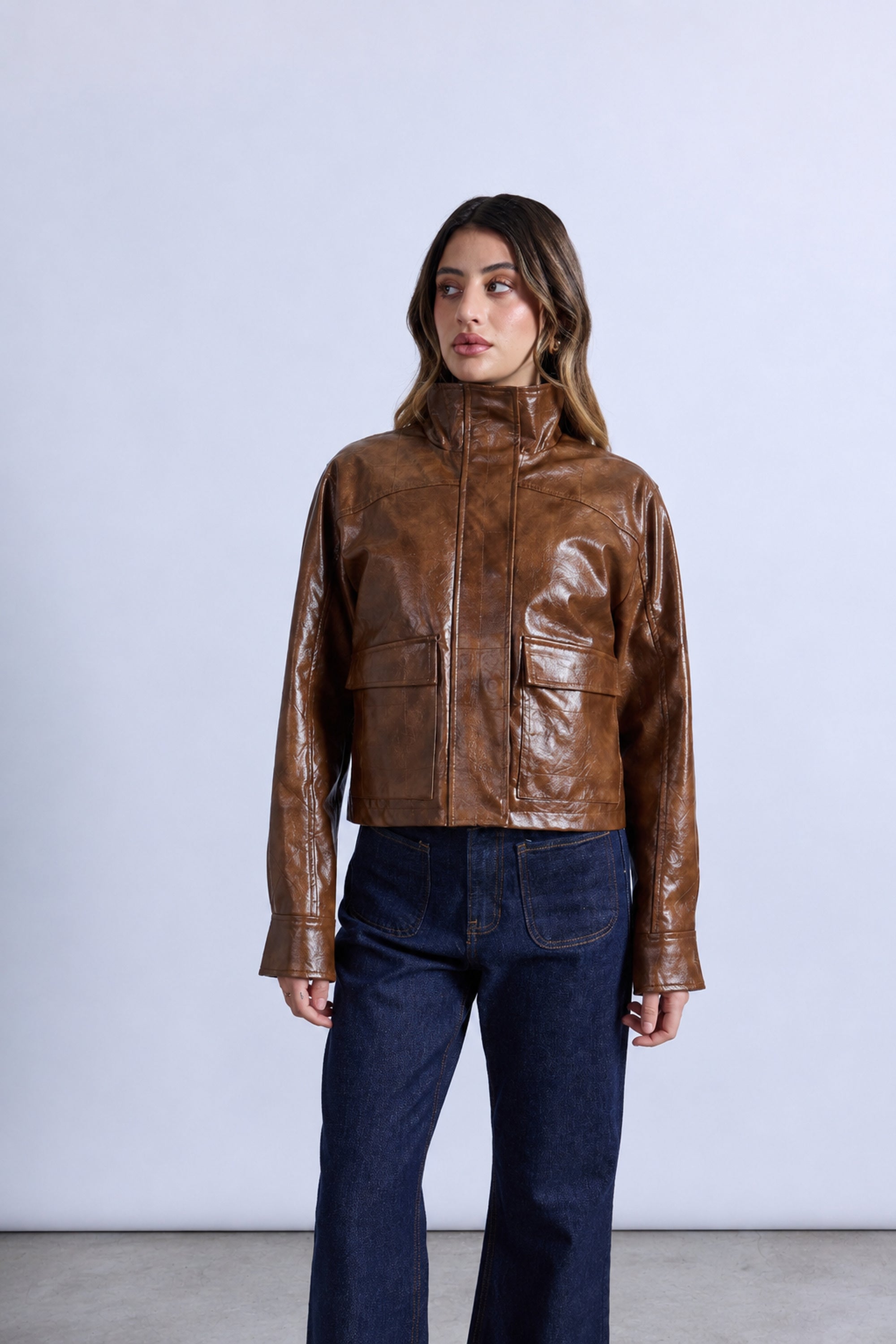Faux Leather Jacket - Camel