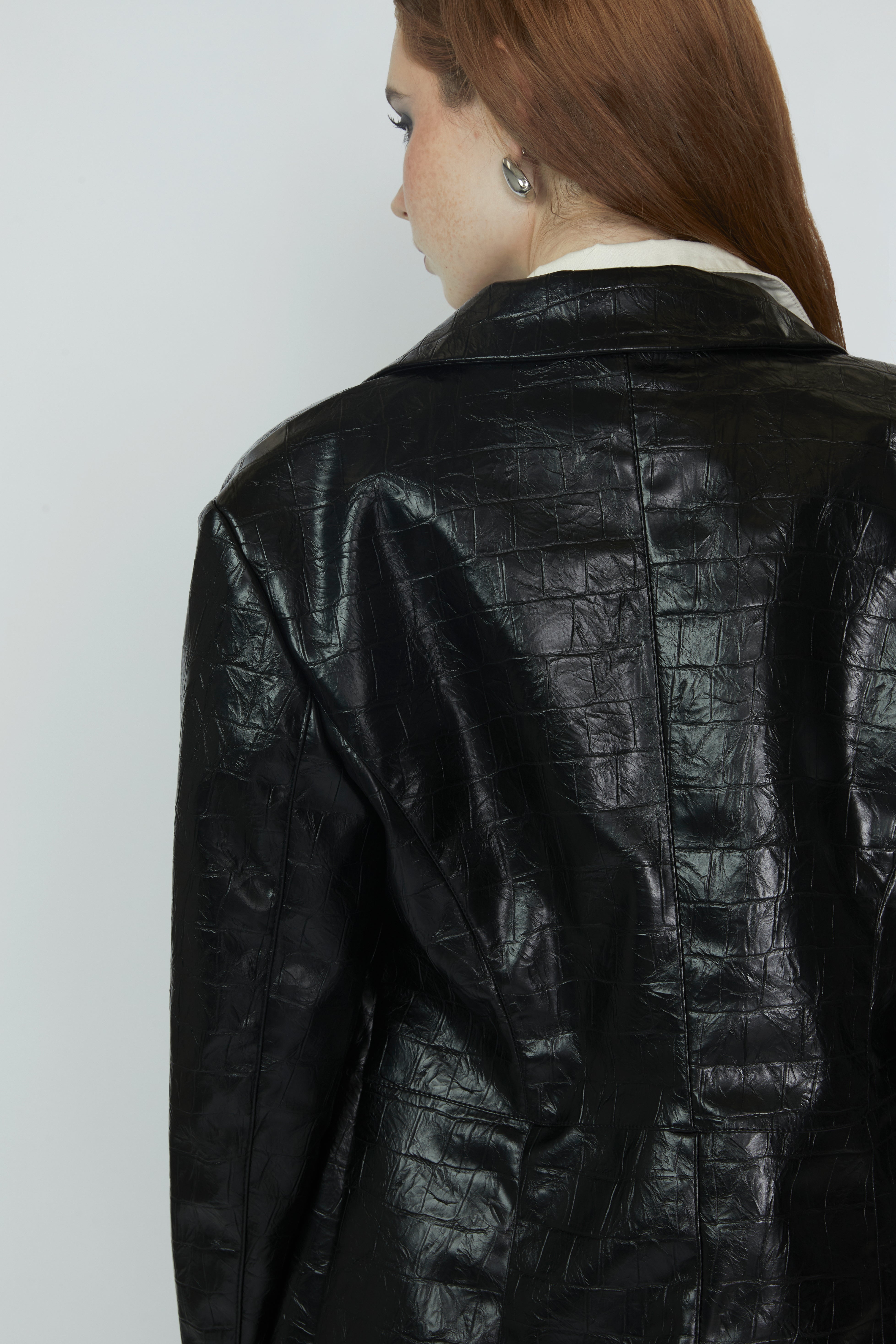 Blazer Leather Textura - Negro