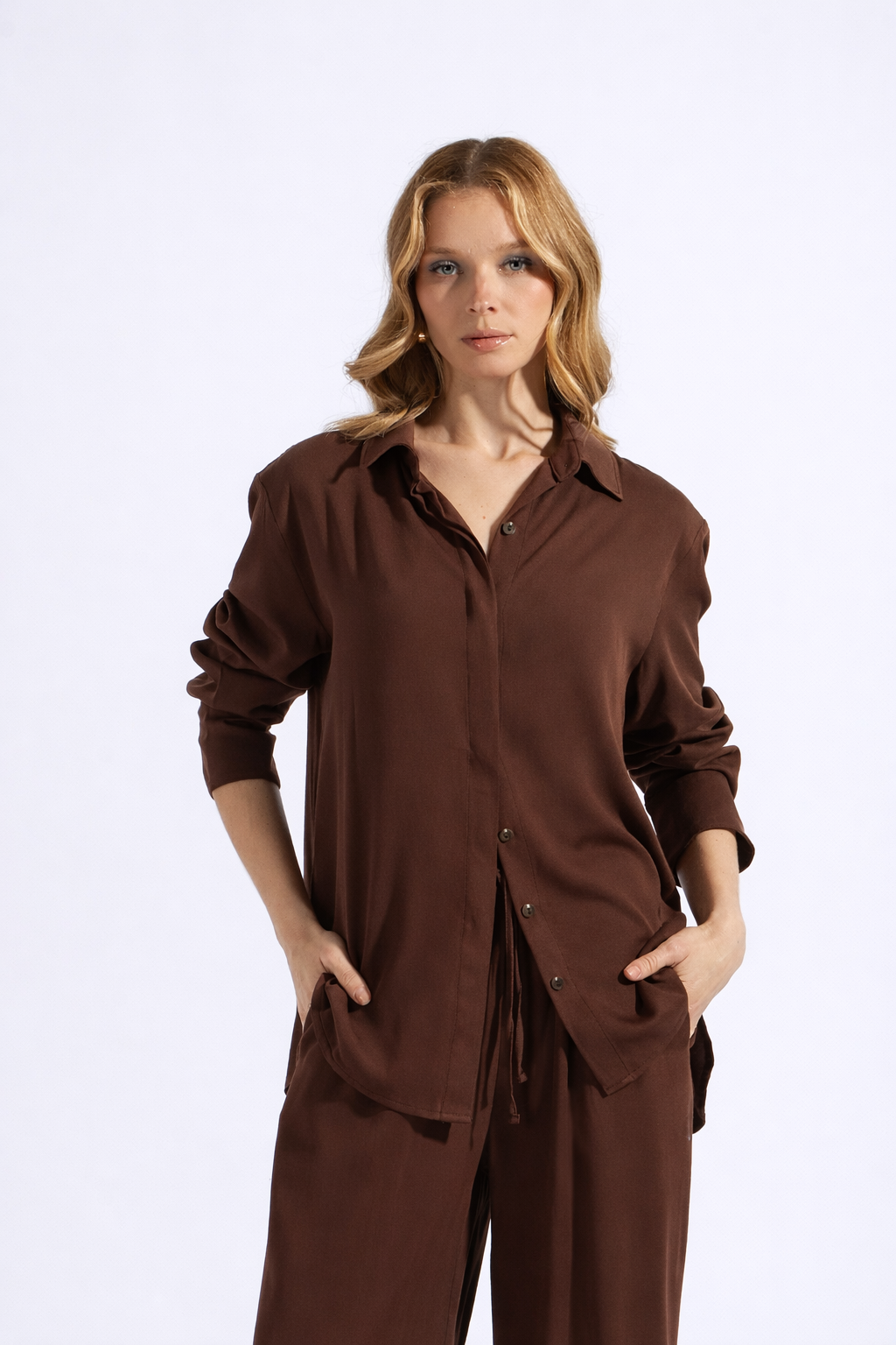 Blusa Manga Larga - Marrón