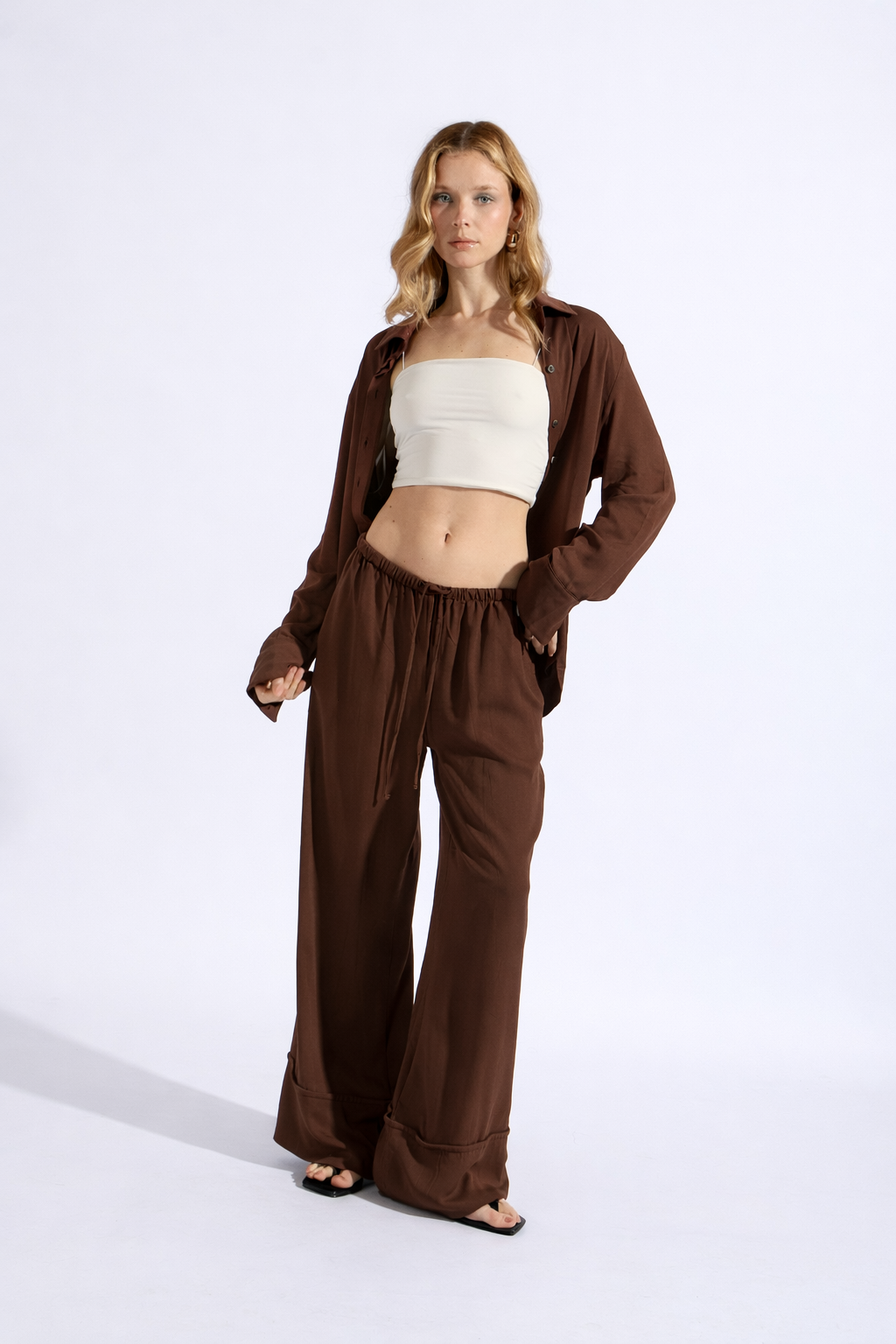 Pantalón Fluido Elásticado - Marrón