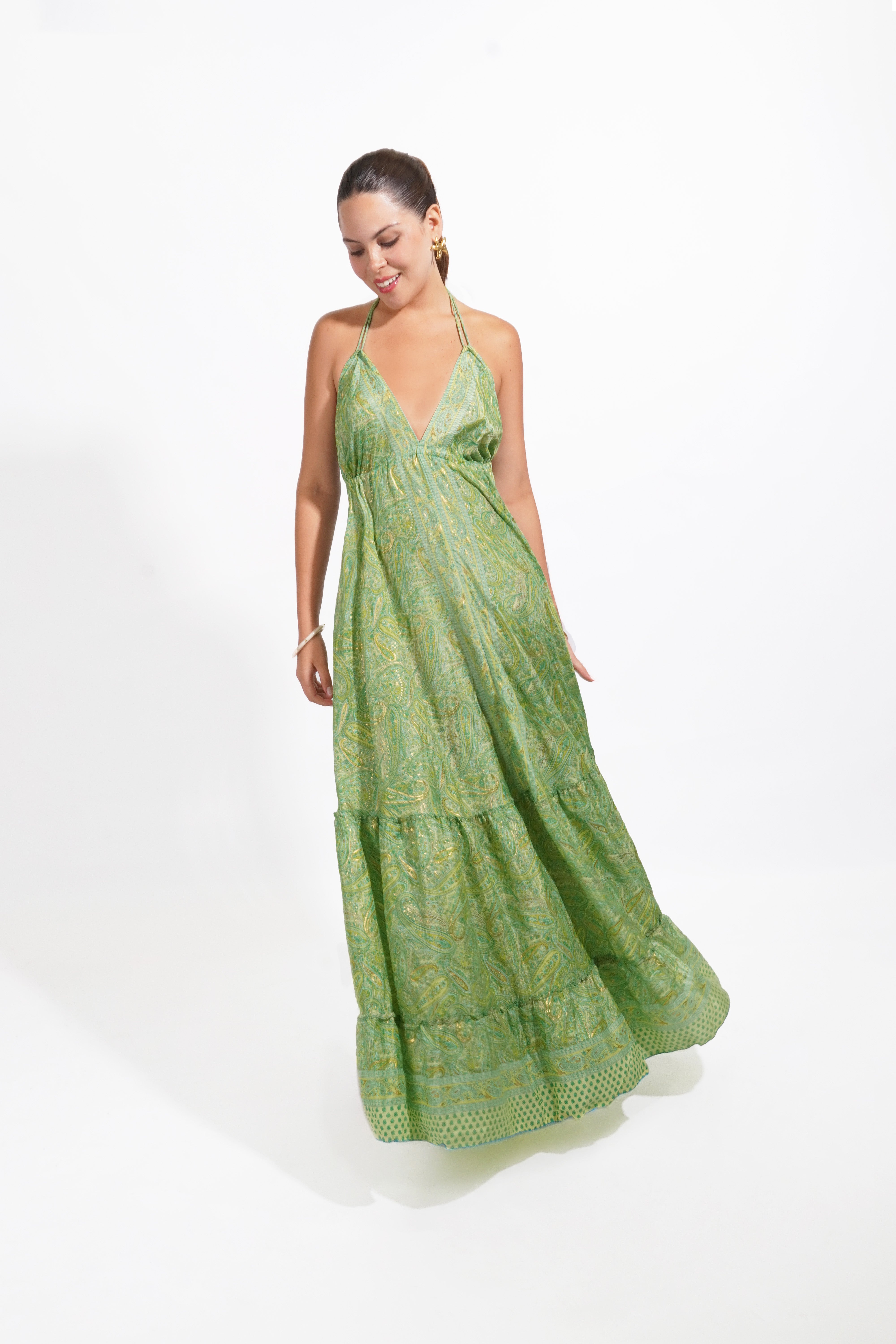 Vestido Indú Hoja Orgánica - Verde