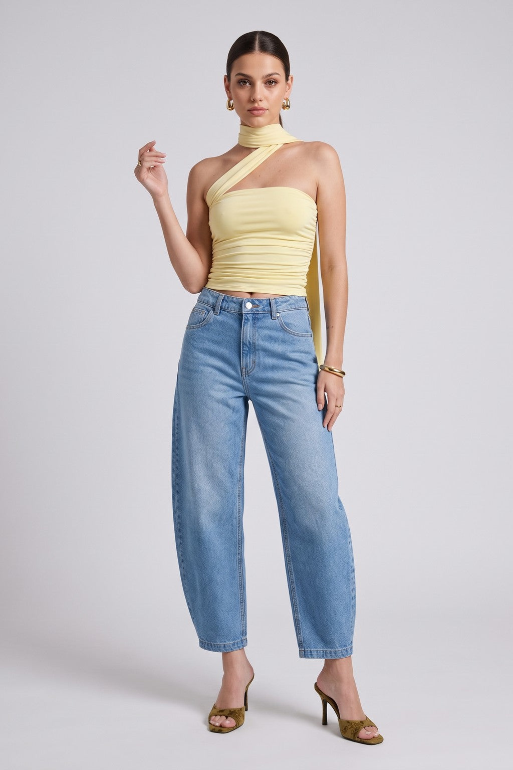 Top Lazo Strapless - Amarillo Pastel