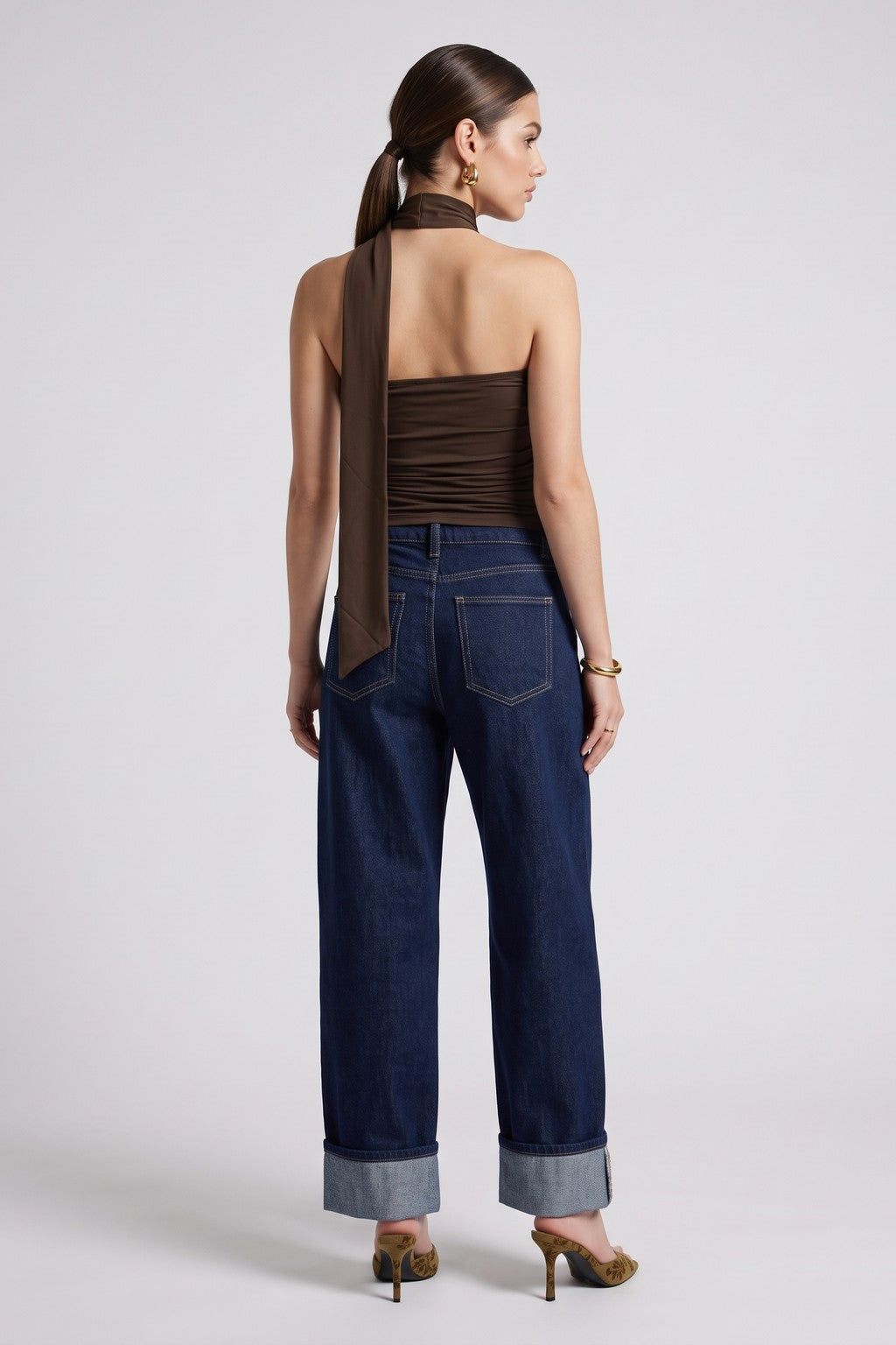 Top Lazo Strapless - Marrón