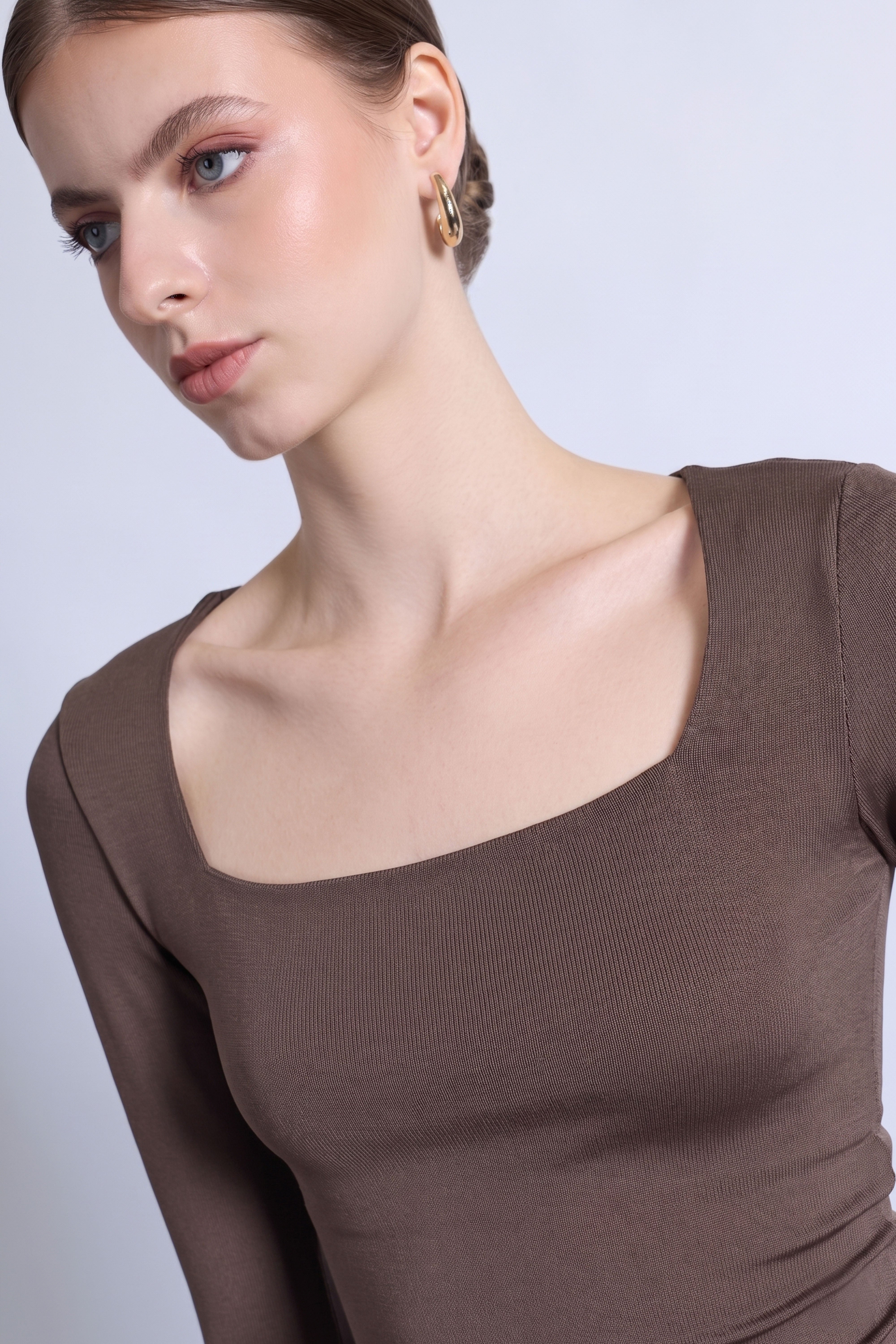 Top Slim Escote Cuadrado - Camello