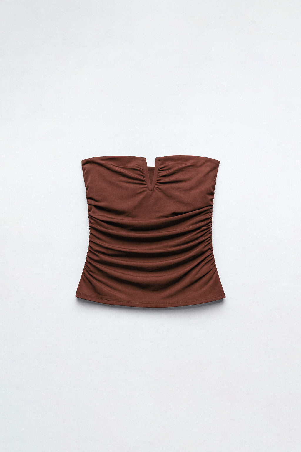 Top Strapless Escote V - Marrón