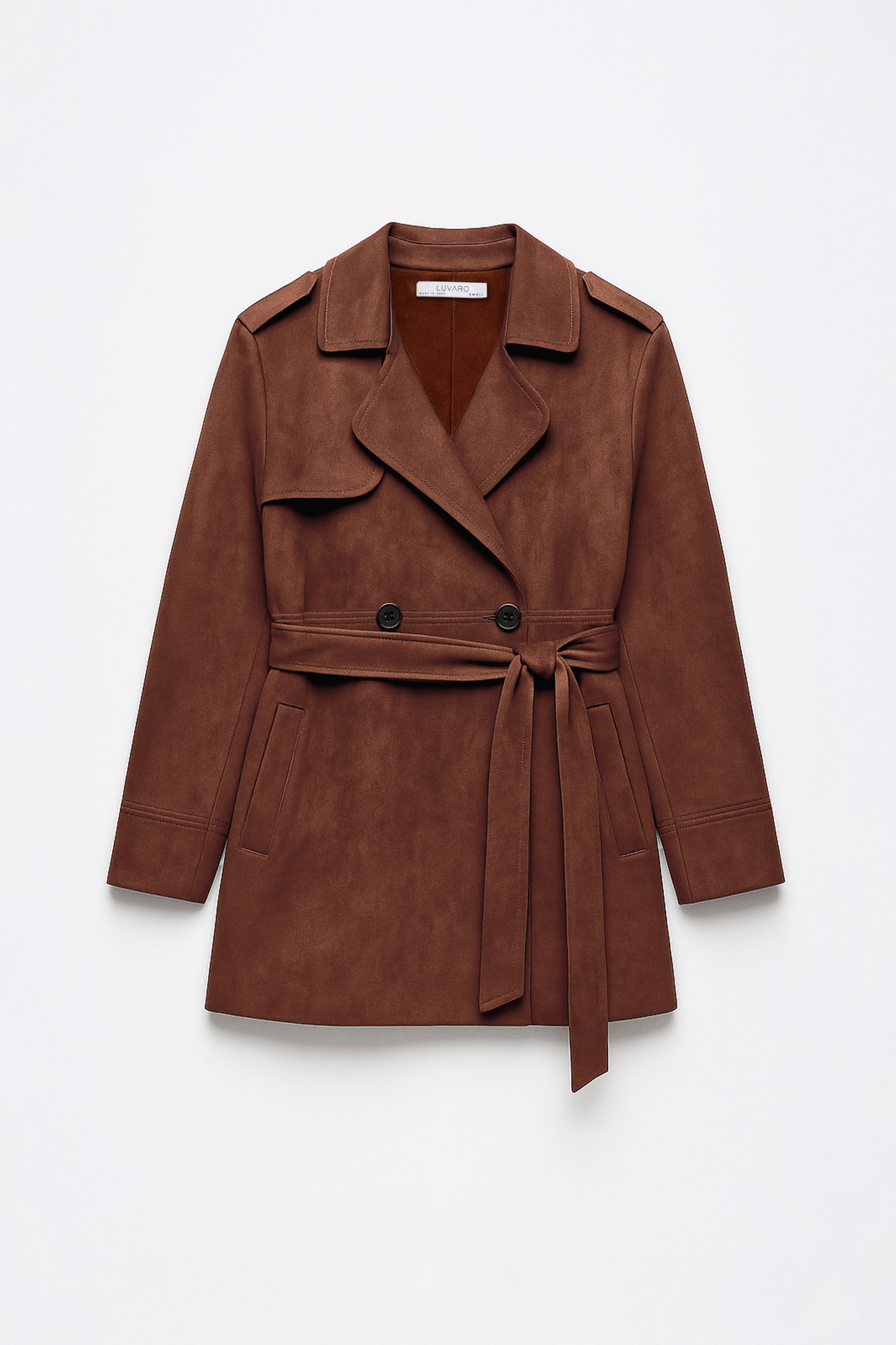 Trench Coat Corto Suede - Chocolate