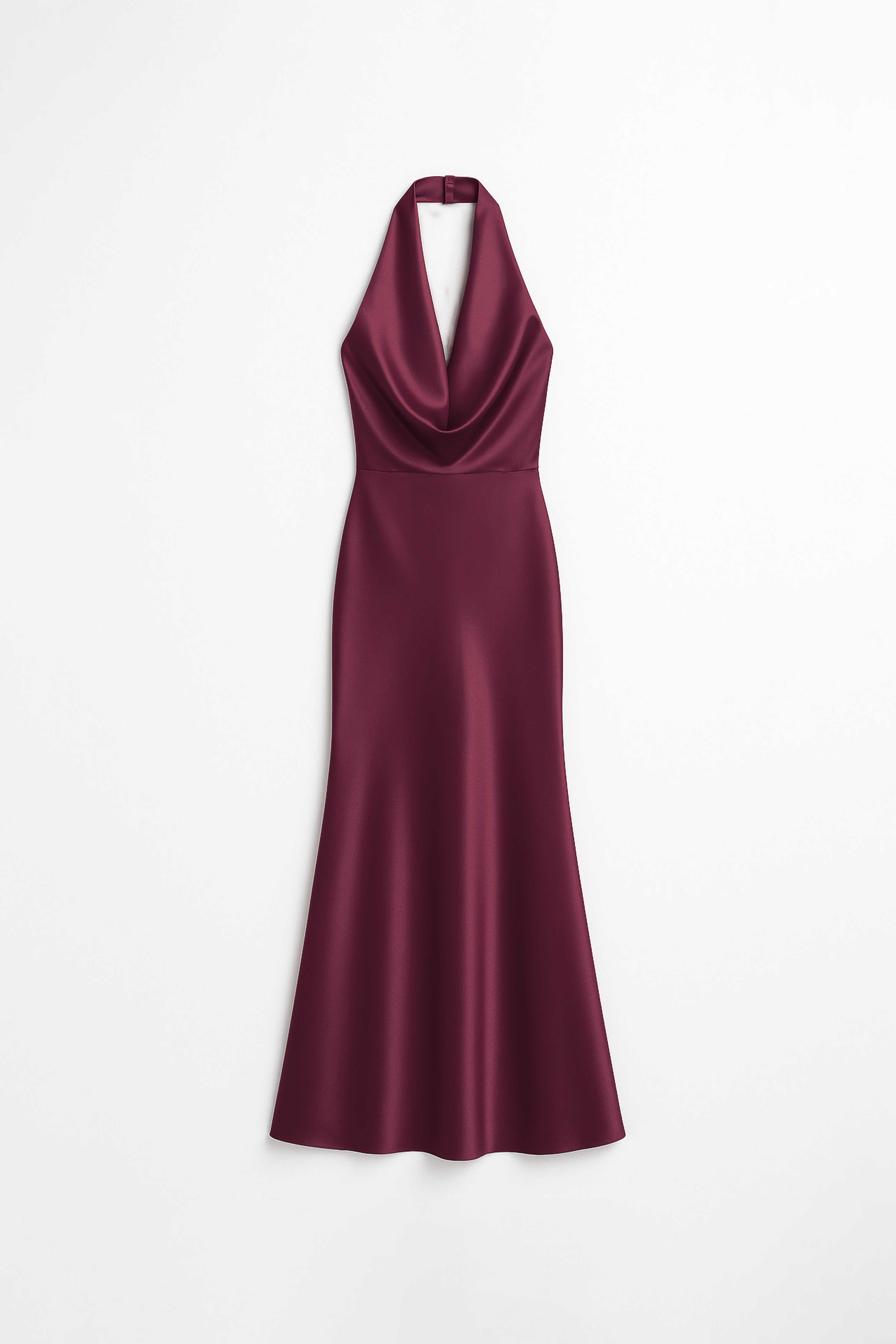 Vestido Halter Satinado - Vino