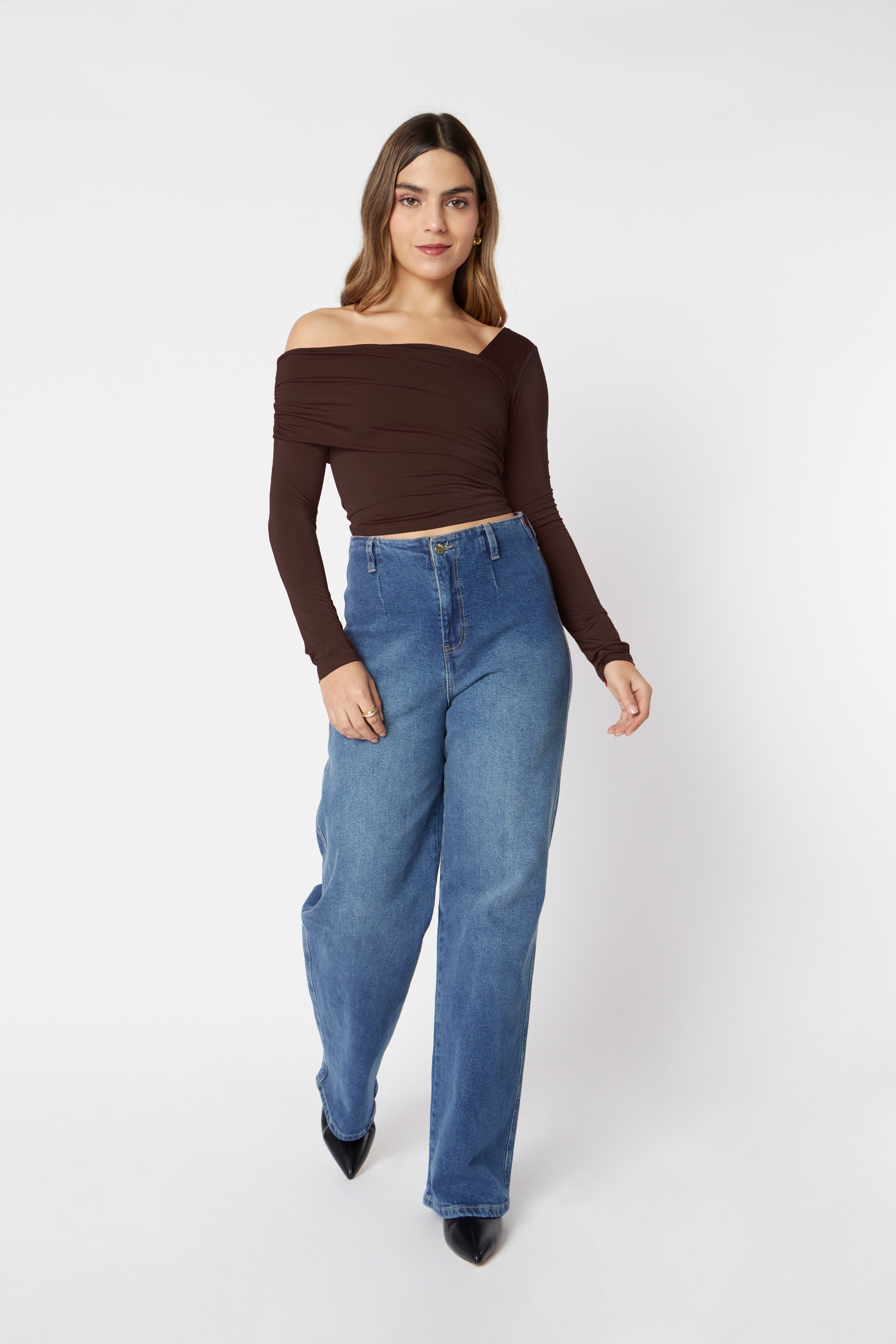 Top One Shoulder - Marrón