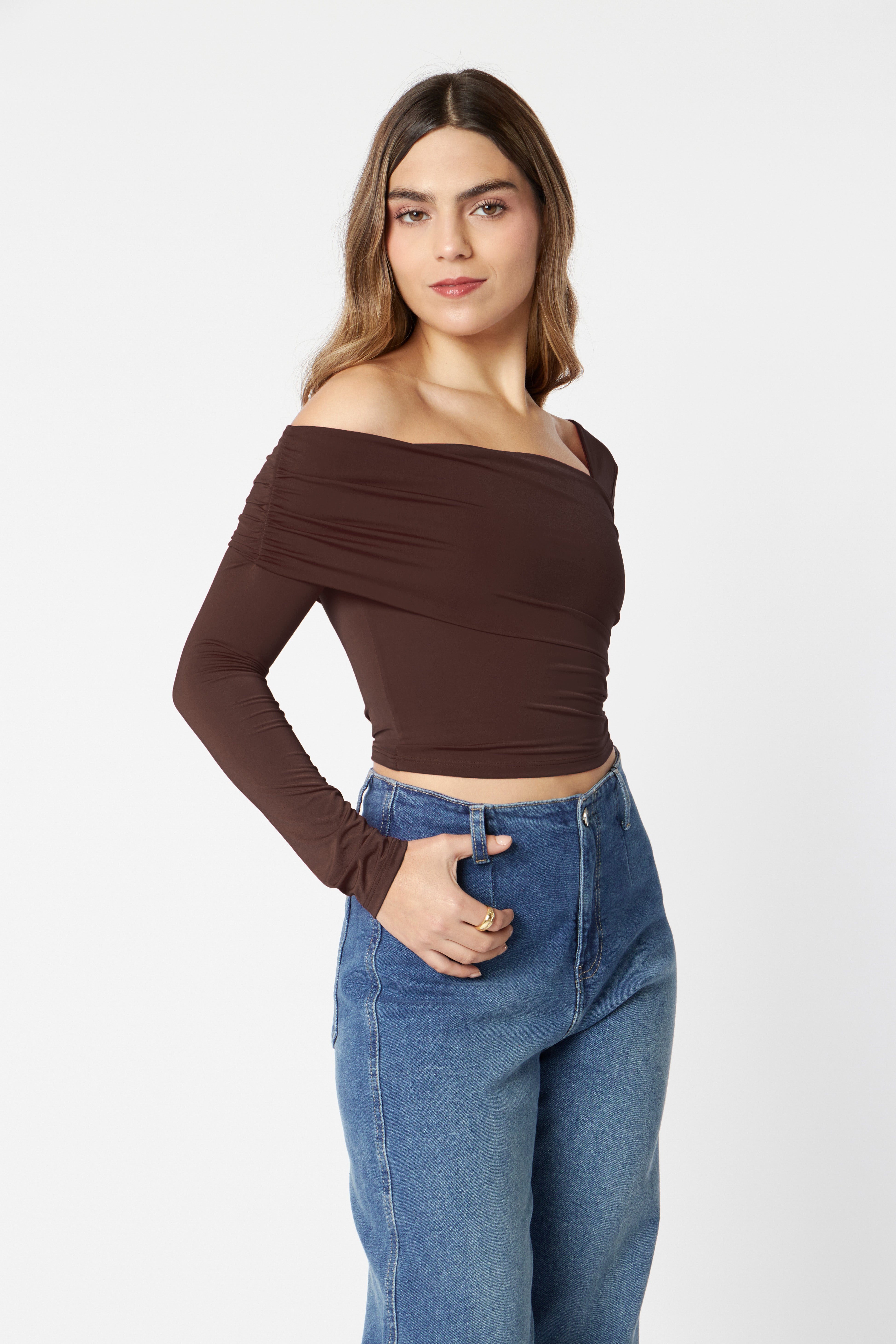 Top One Shoulder - Marrón