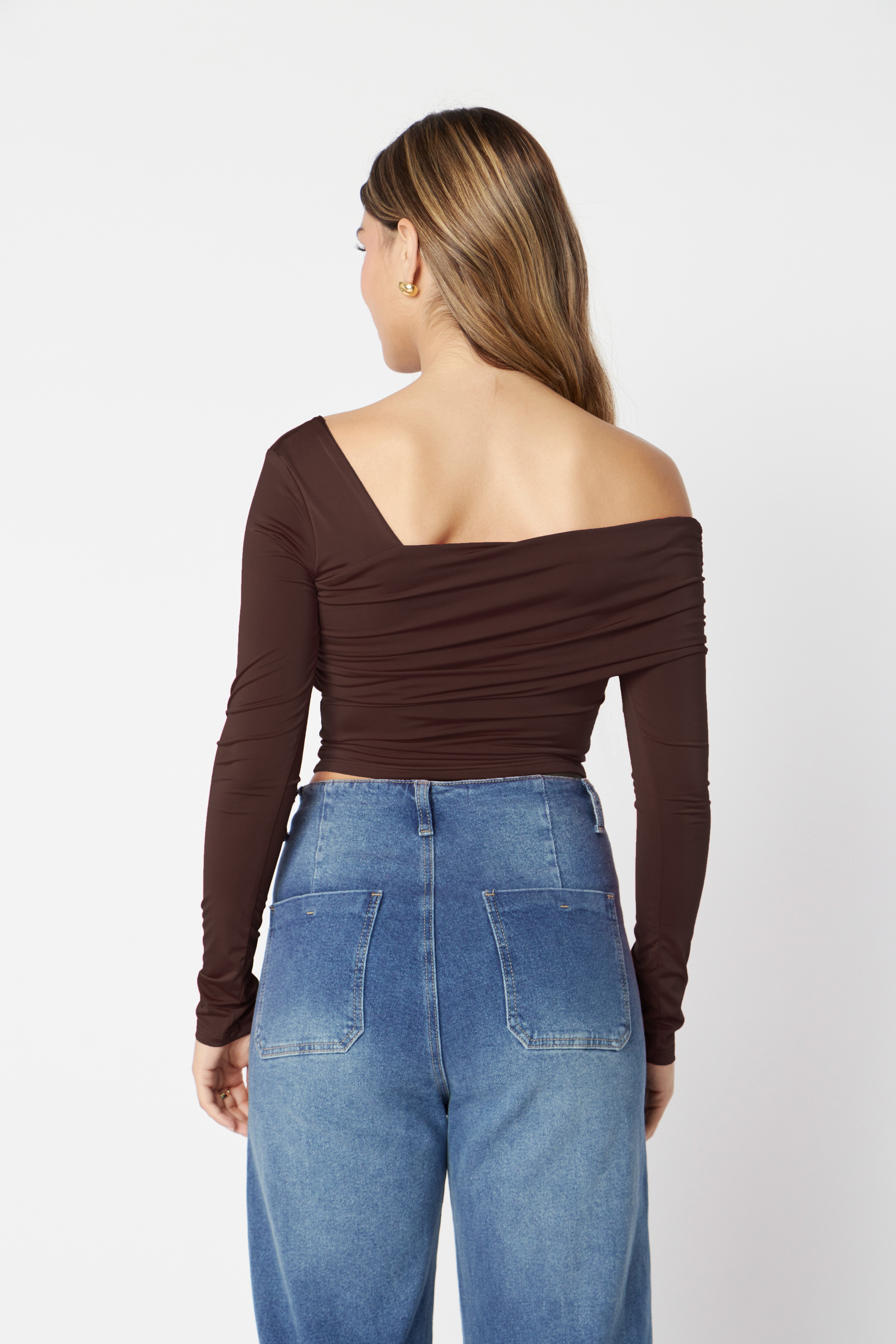 Top One Shoulder - Marrón