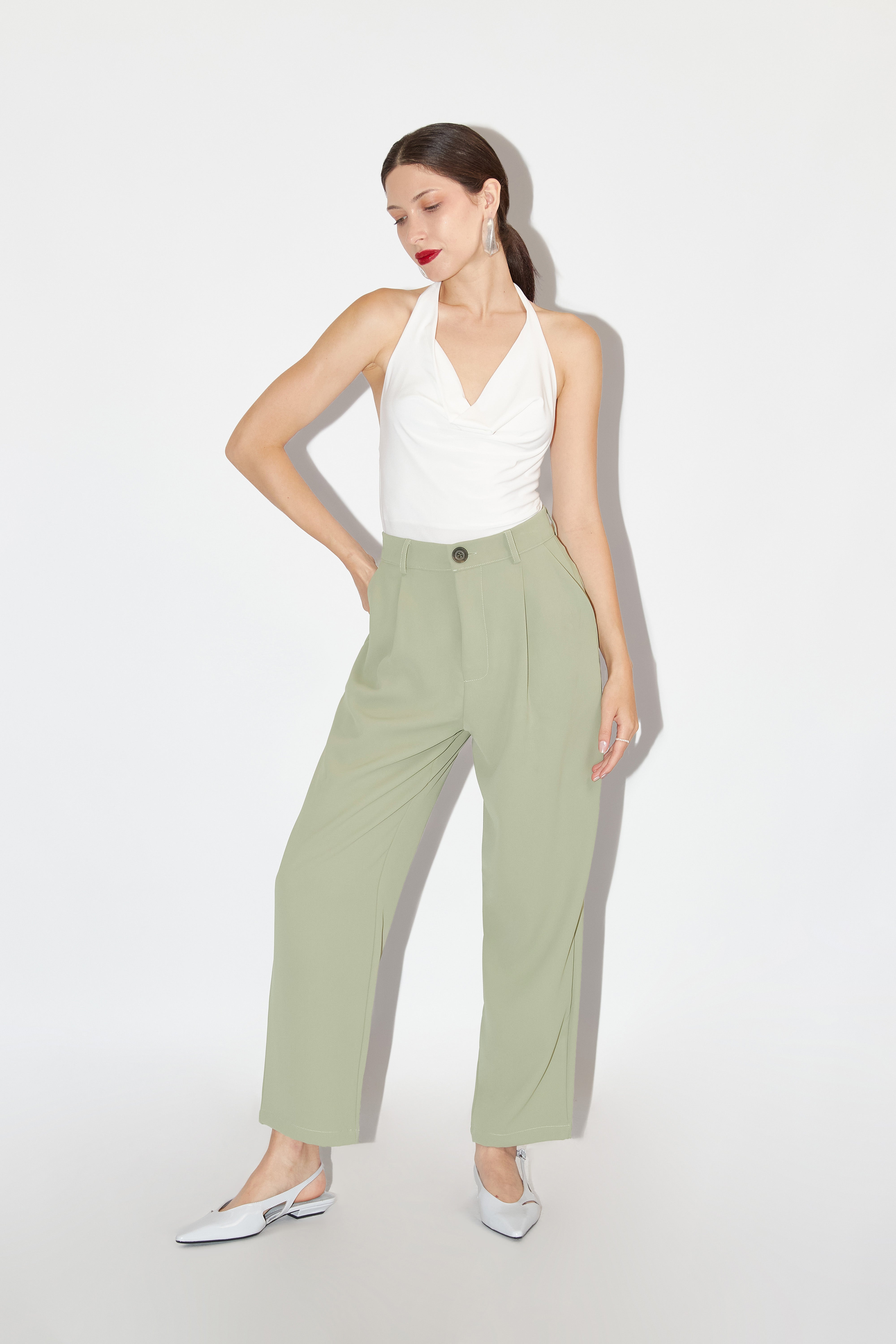 Pantalón Balloon Pinzas - Verde Pistacho