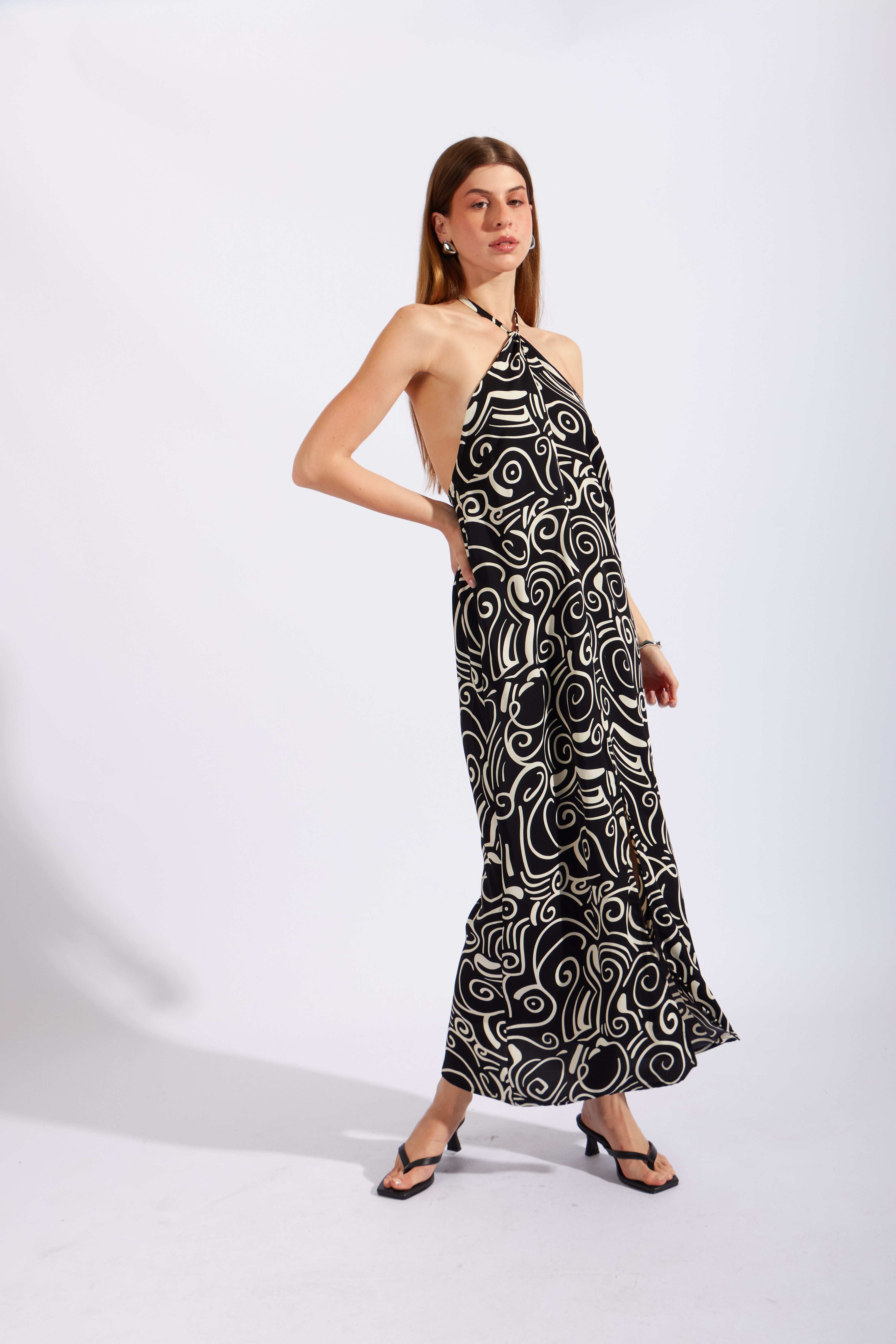 Vestido Halter Abertura - Negro