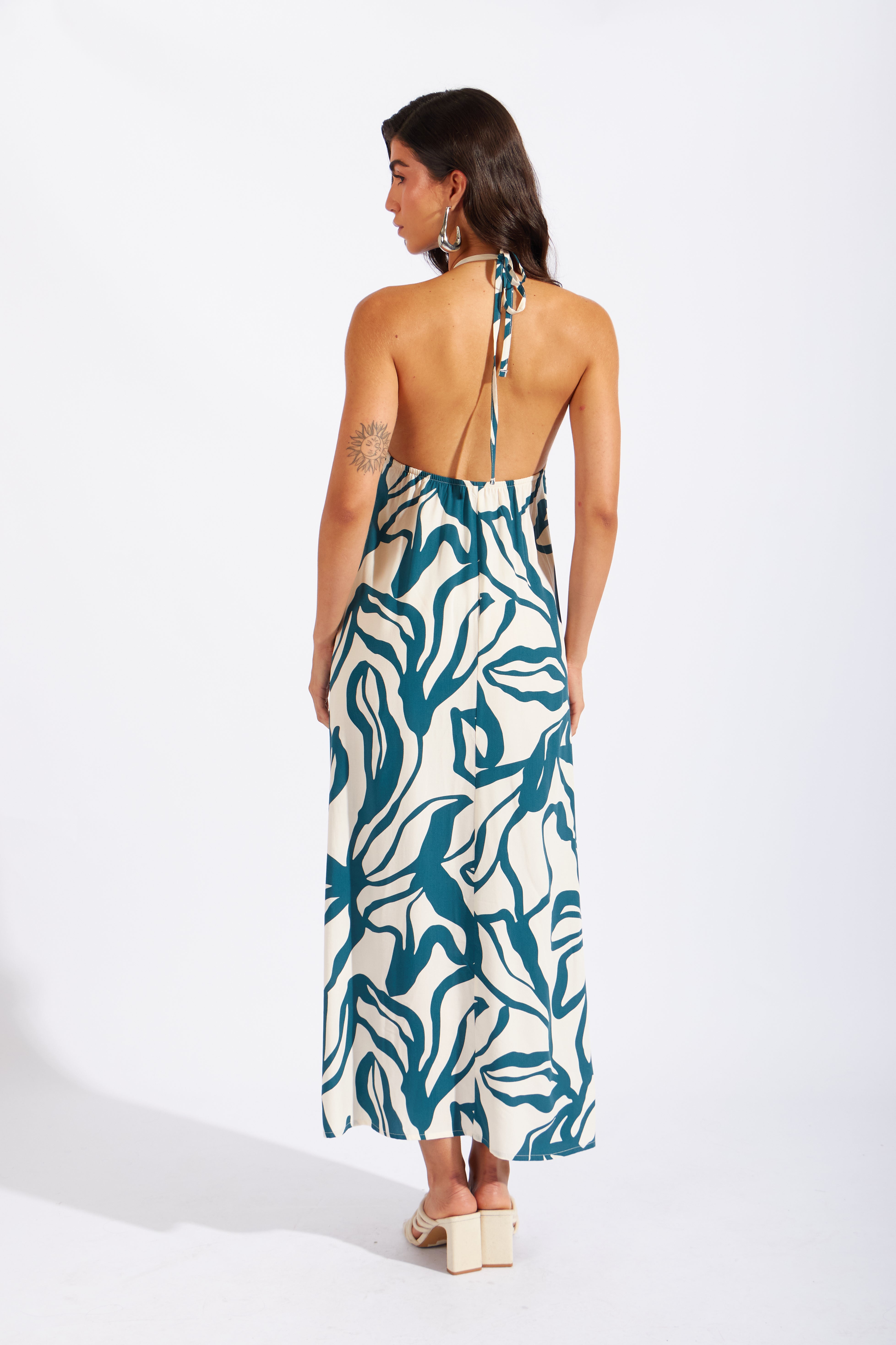 Vestido Halter Abertura - Cobalto