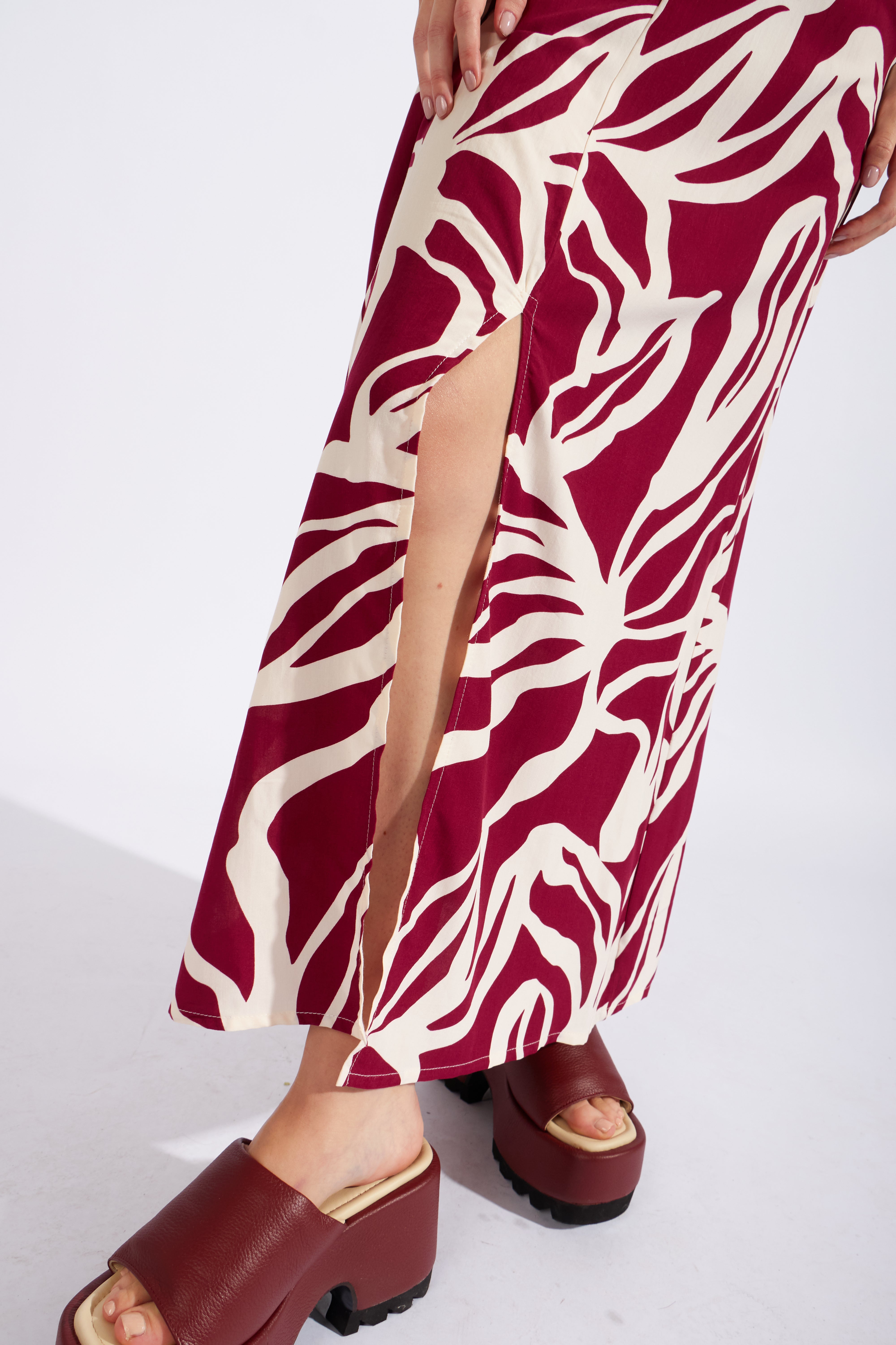 Vestido Halter Abertura - Vino