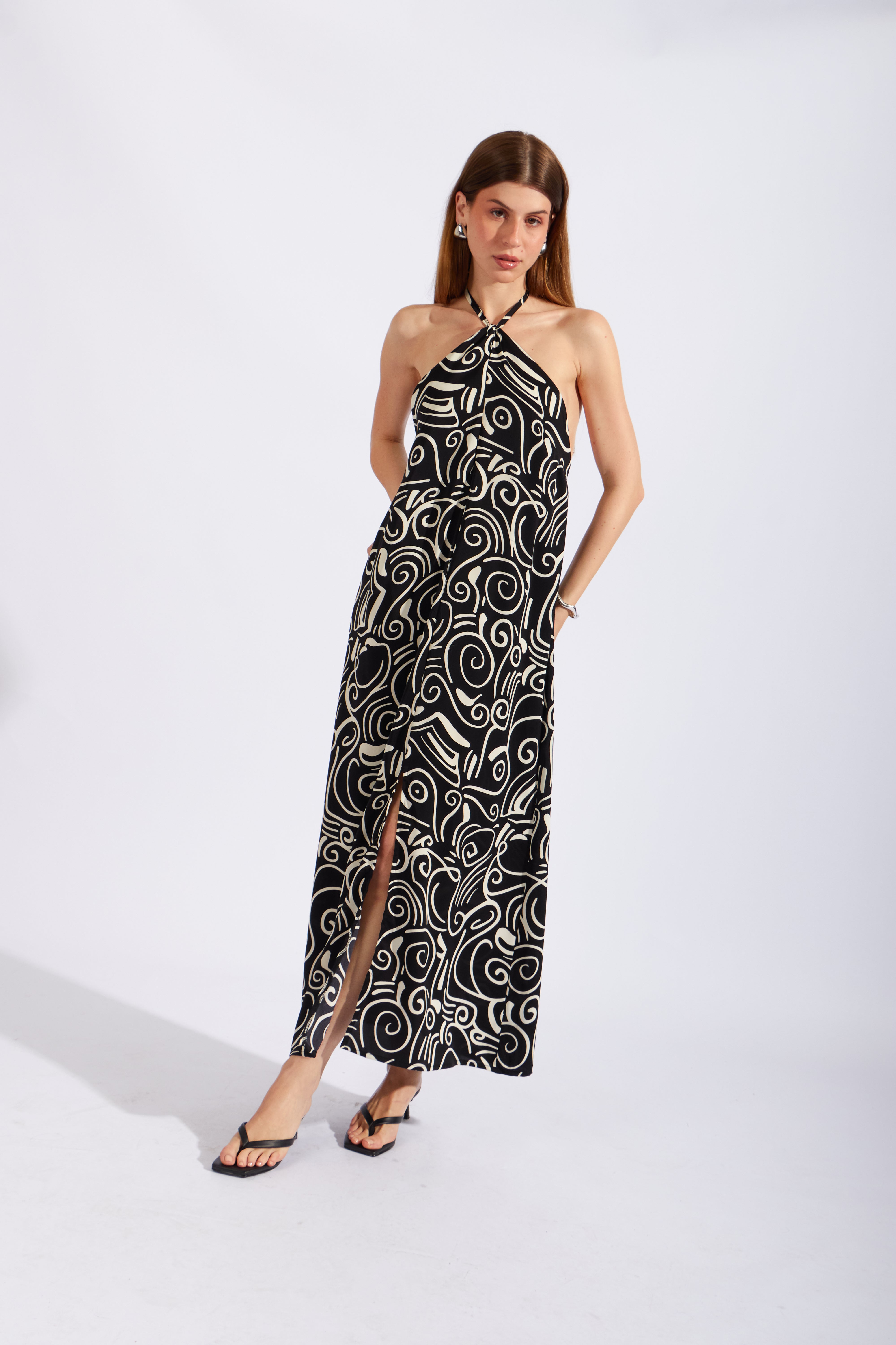 Vestido Halter Abertura - Negro