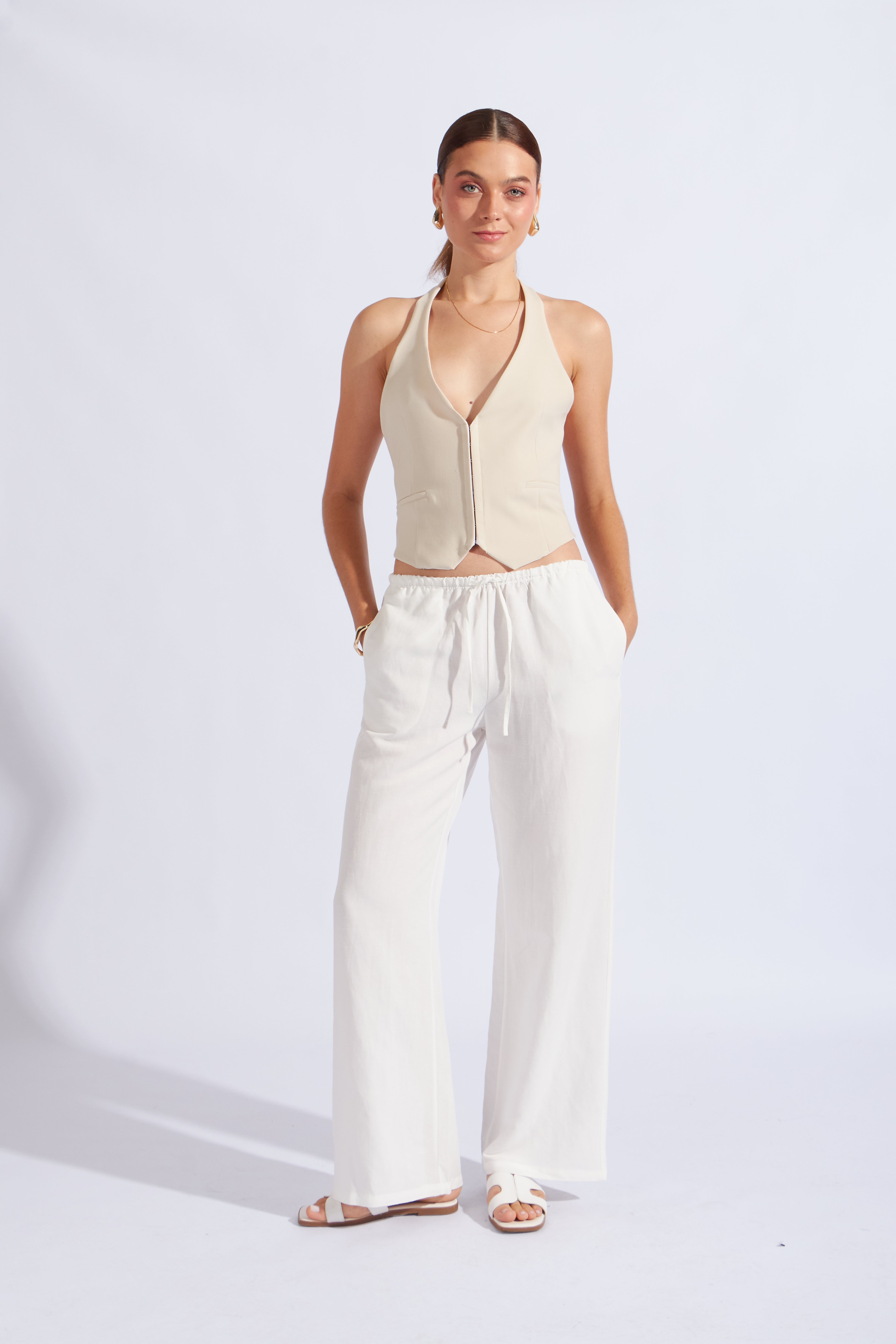 Pantalón Comfy Lino - Perla