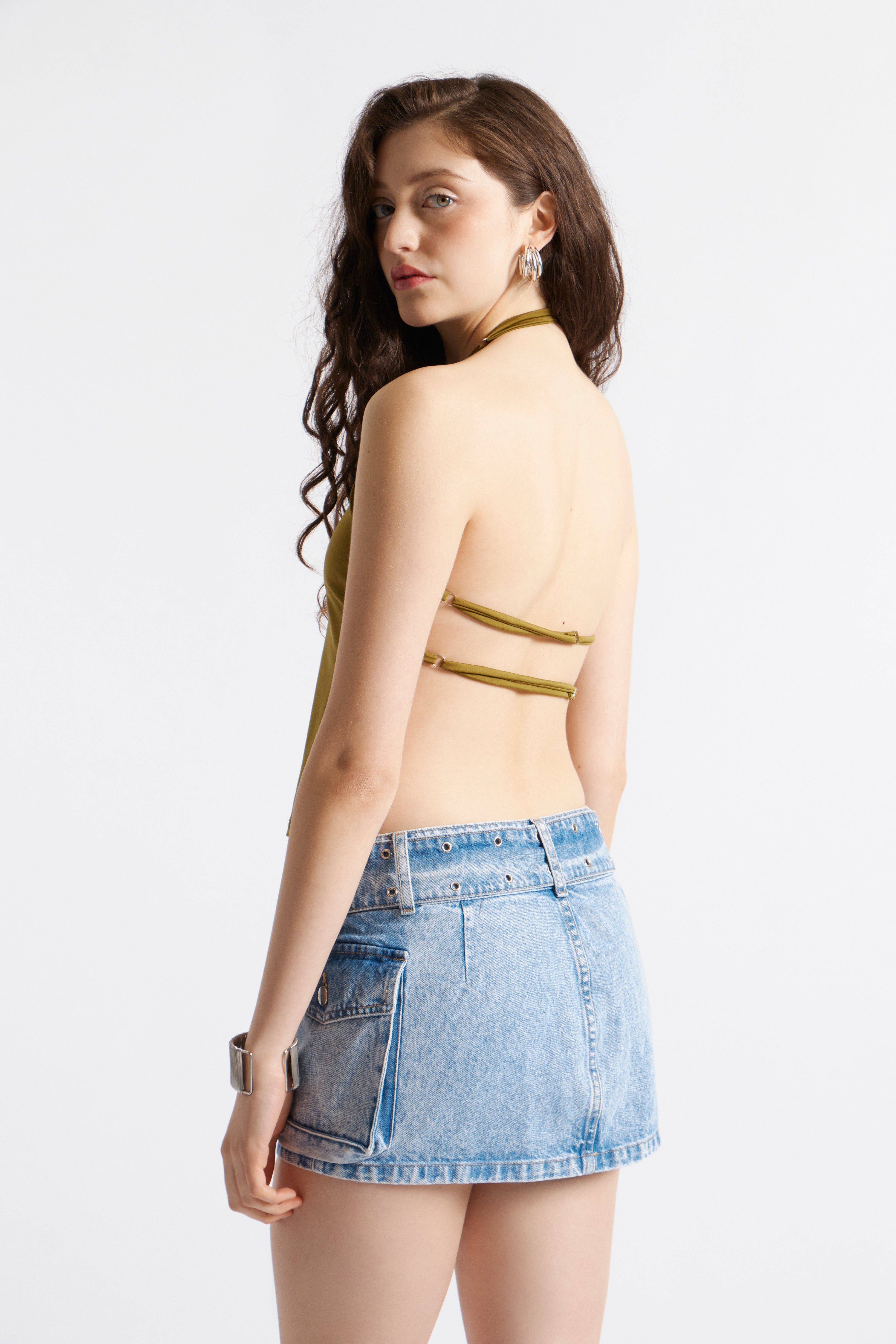 Top Halter Espalda Descubierta - Verde Mostaza