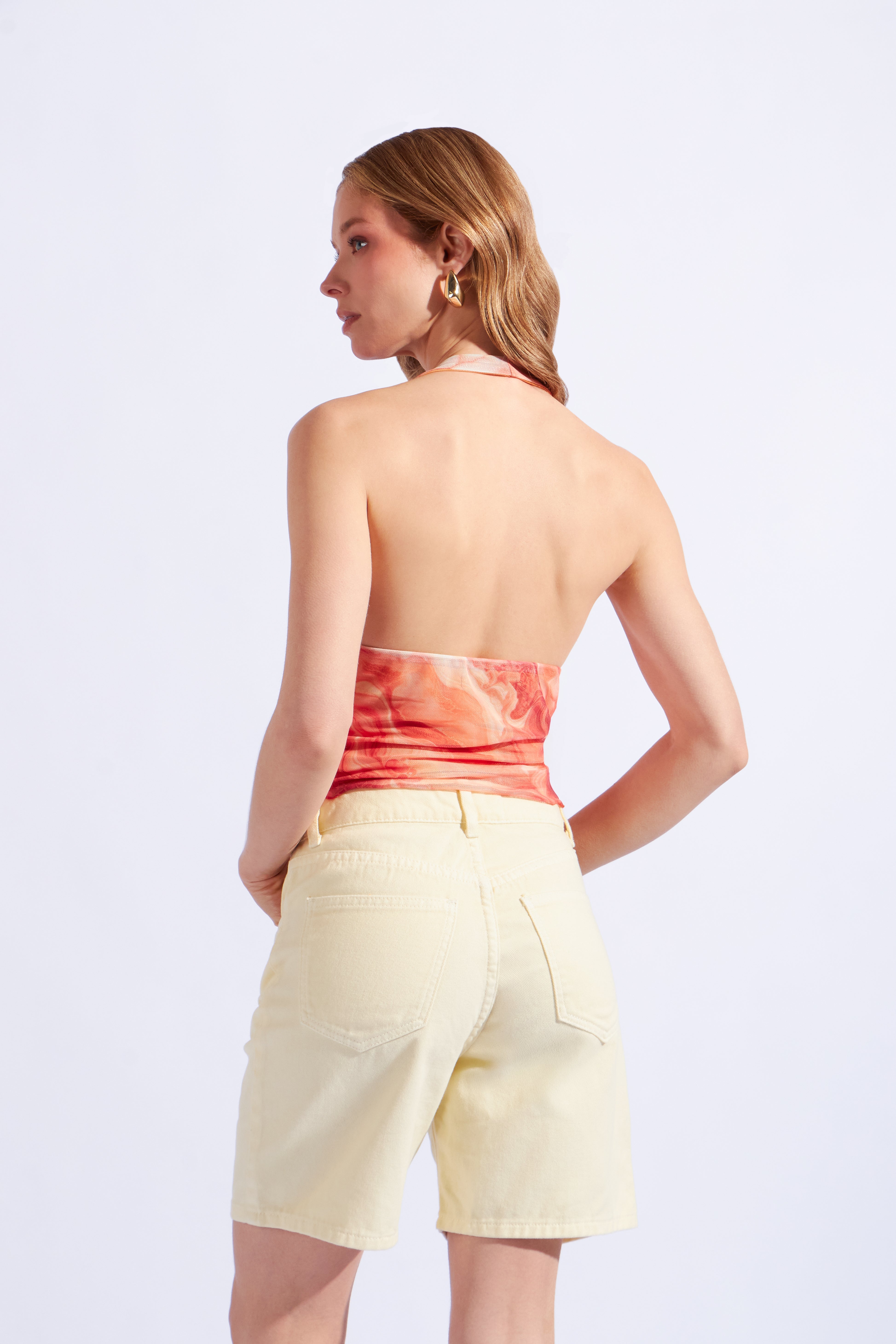 Top Mesh Estampado - Estampado Naranja