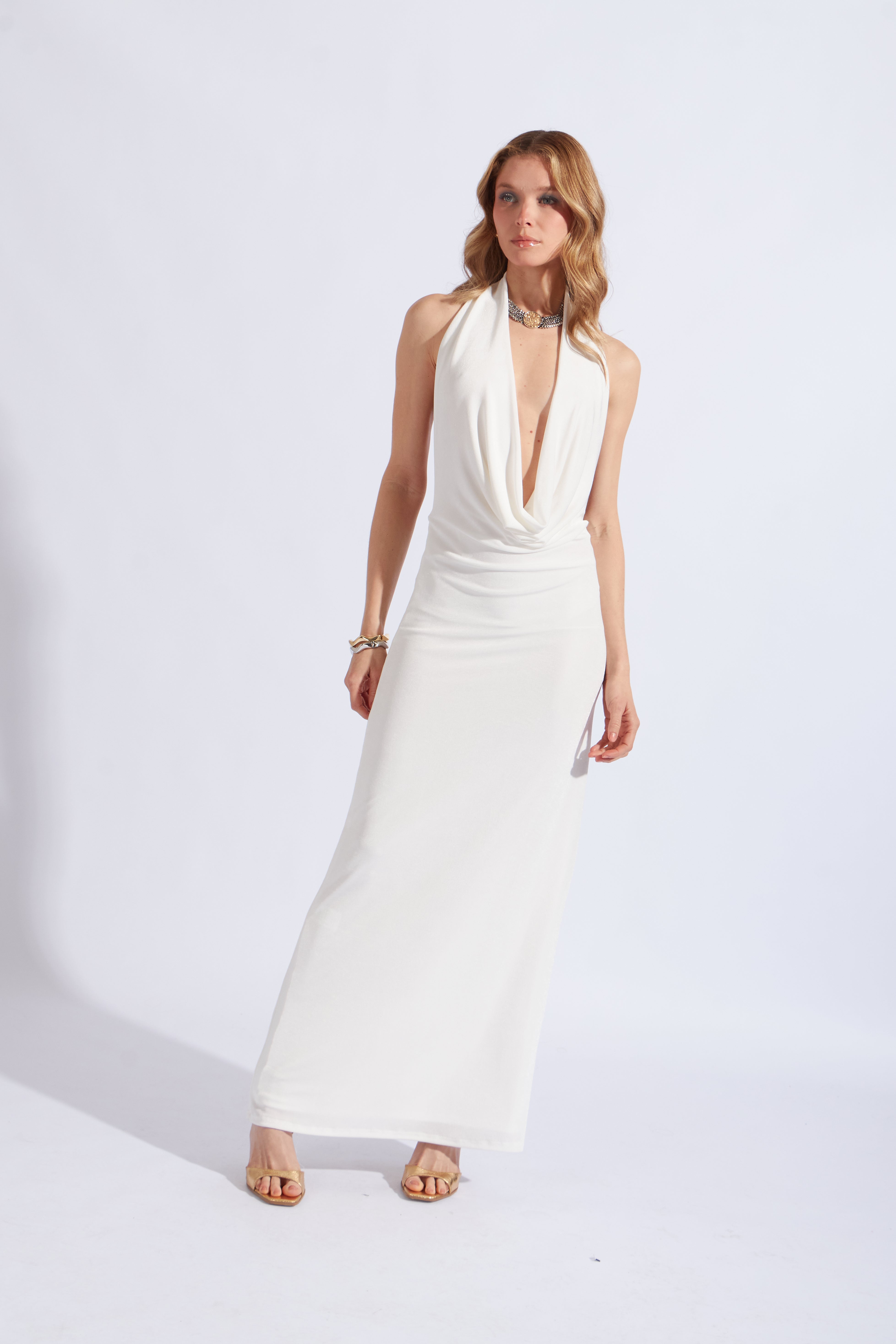 Vestido Largo Brillos - Perla