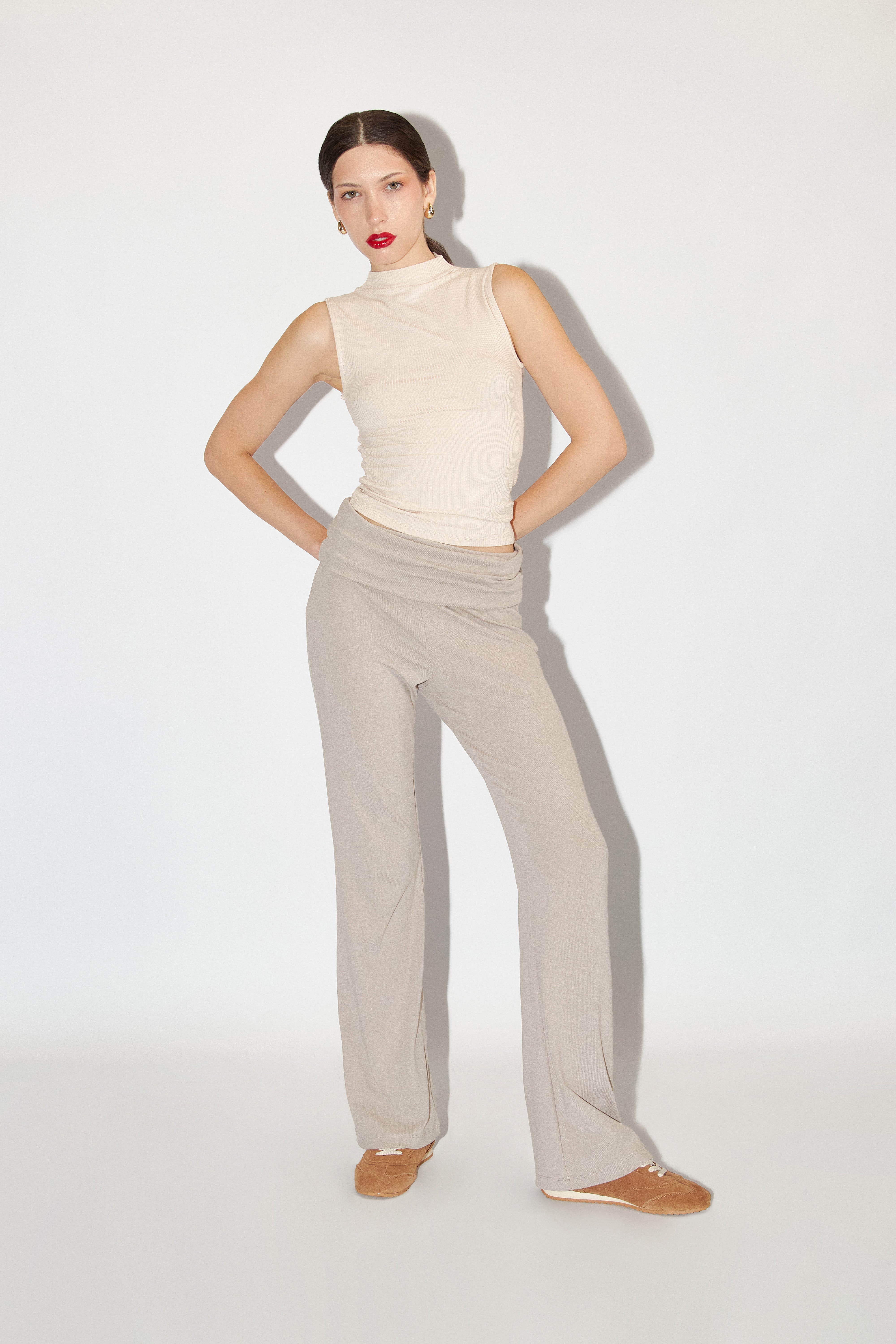 Pantalón Pretina Recta - Topo