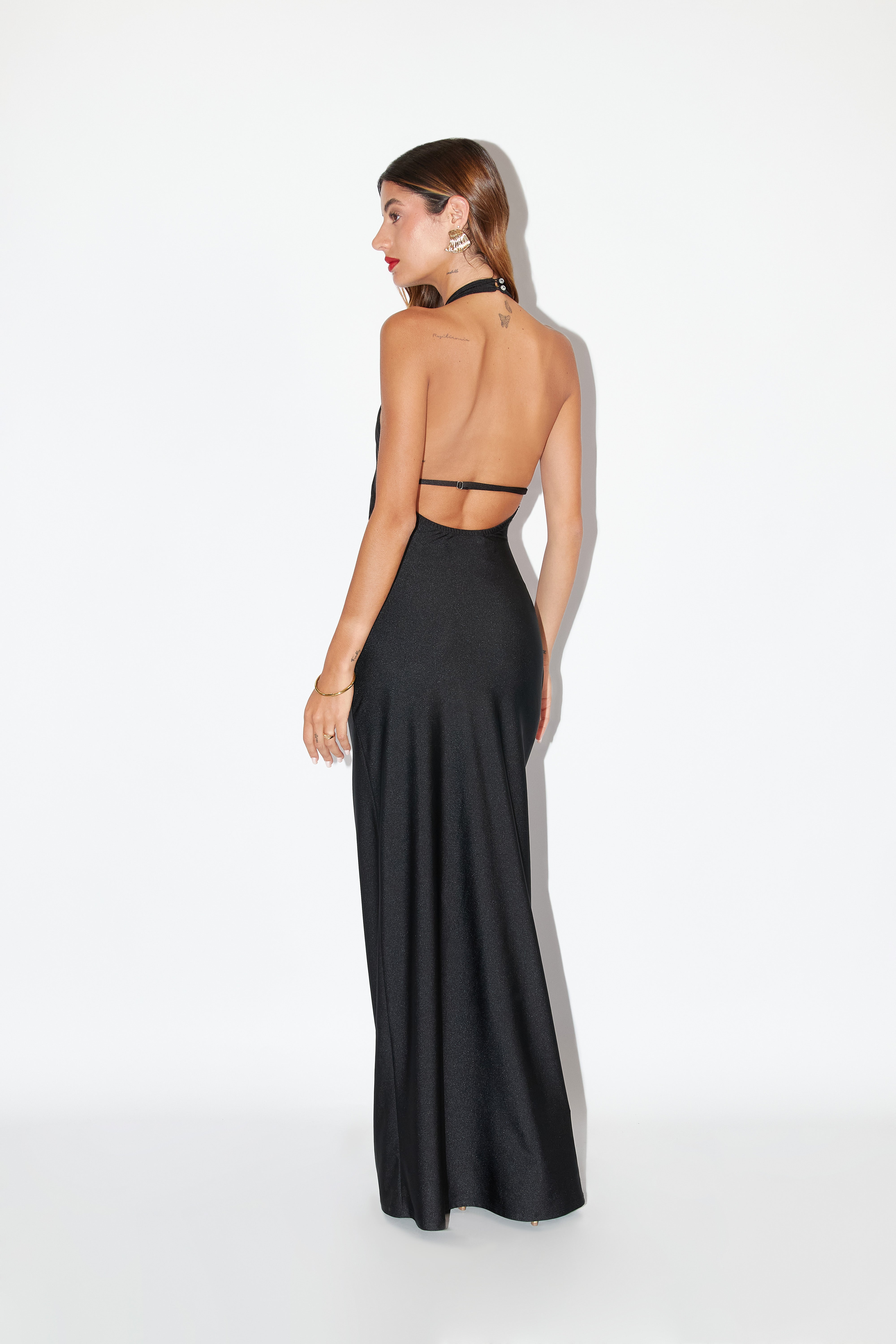 Vestido Largo Halter - Negro