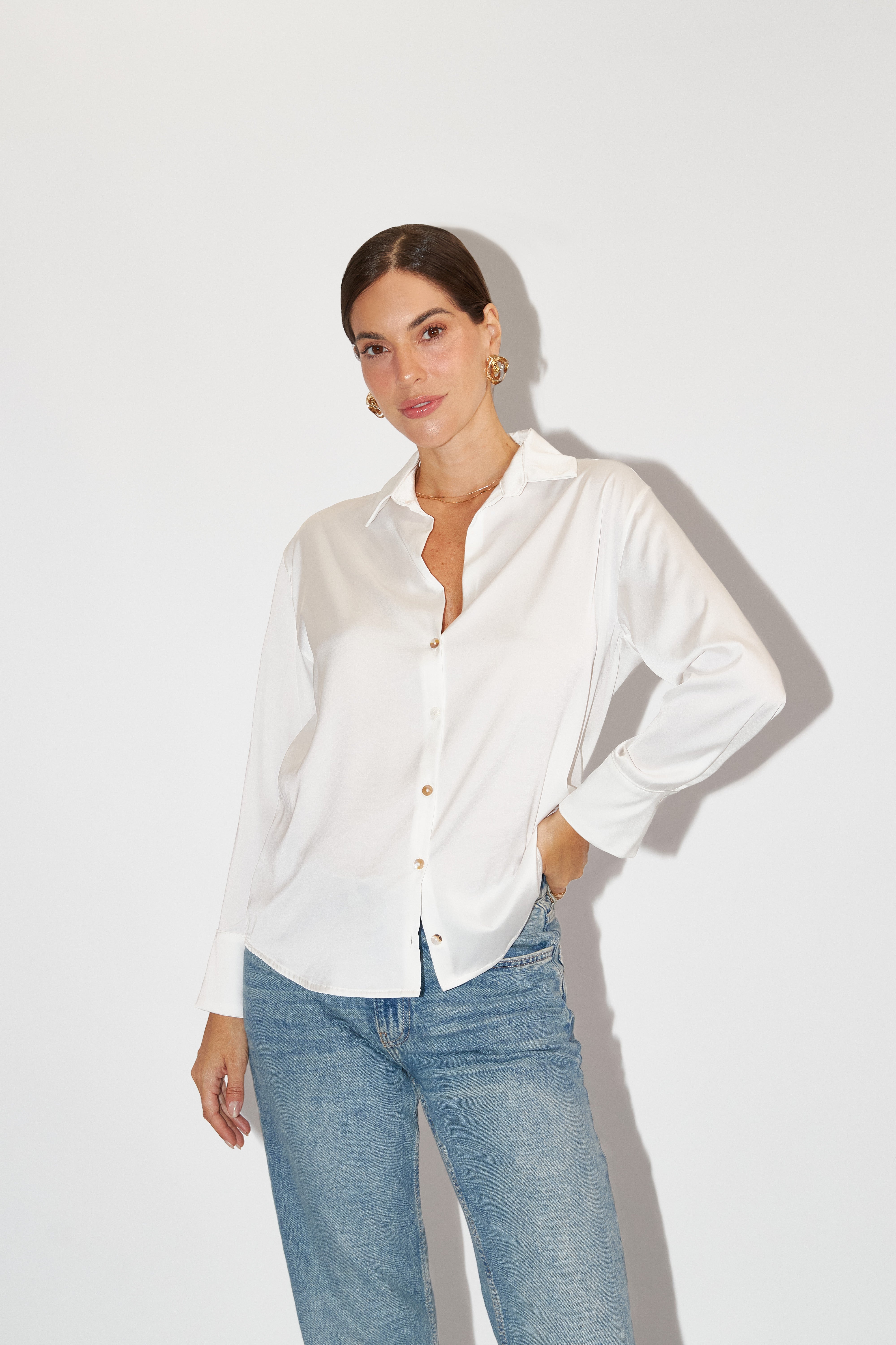 Blusa Básica Satinada - Perla
