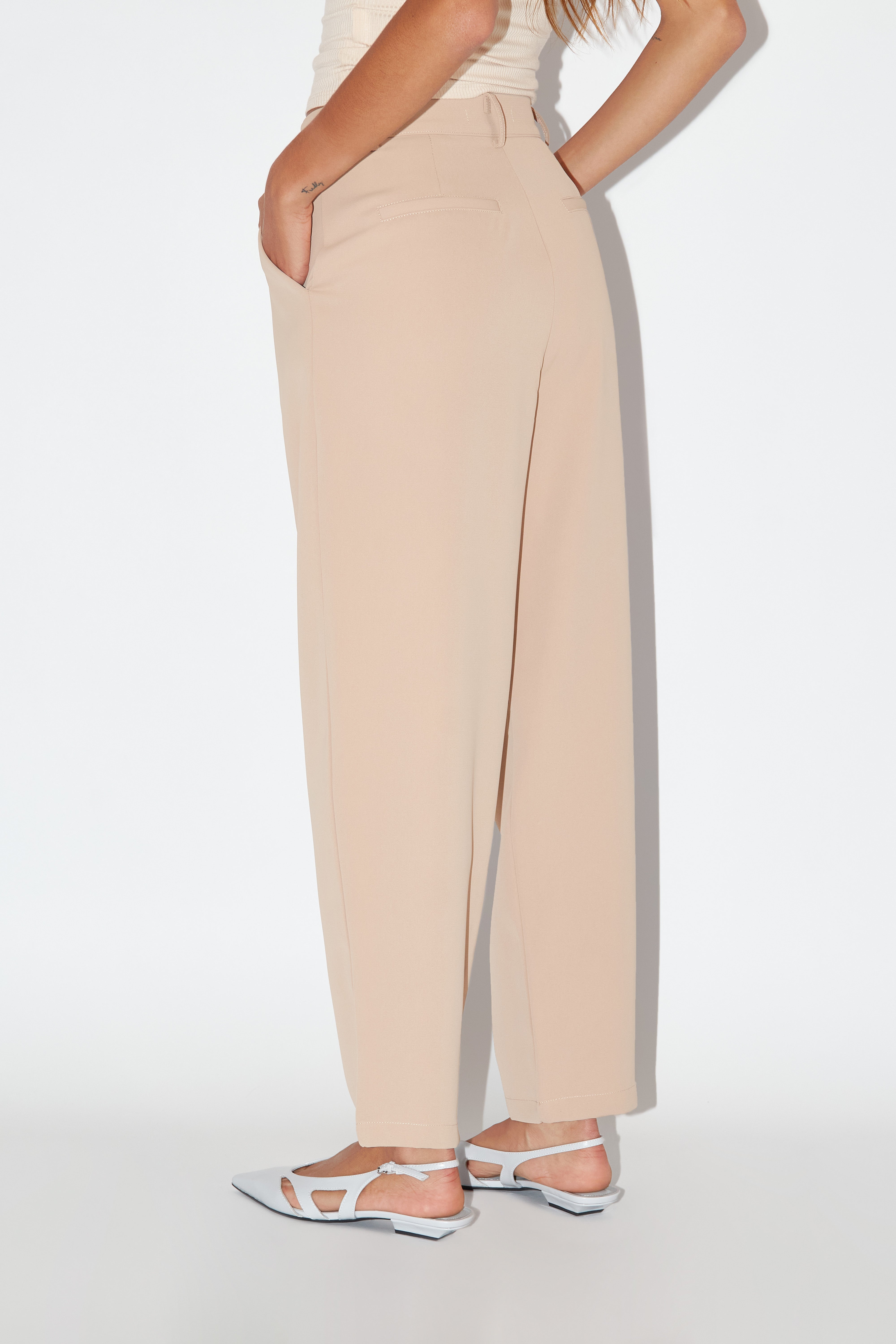 Pantalón Balloon Pinzas - Beige Claro
