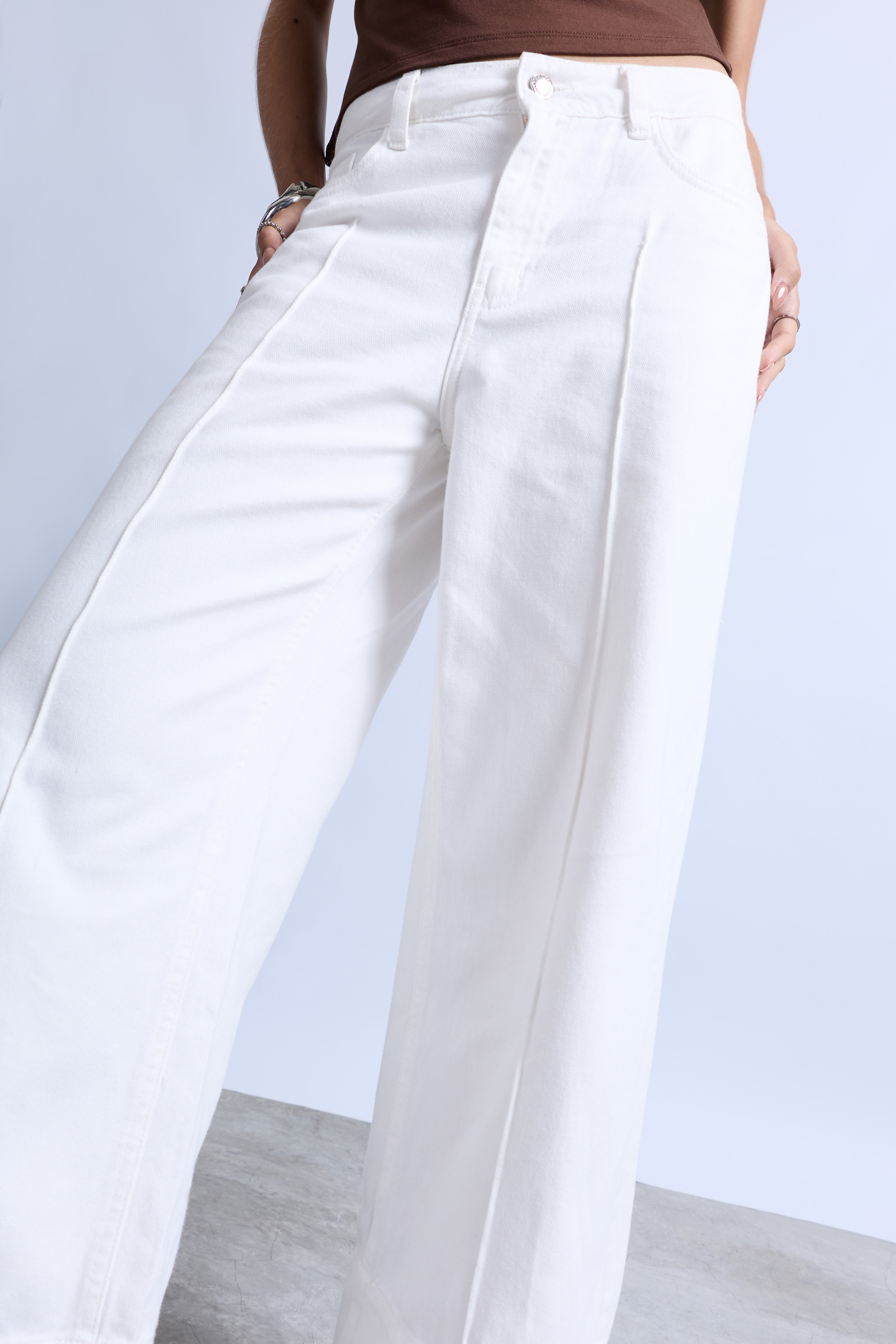Pantalón Denim Wide Leg - Ecru