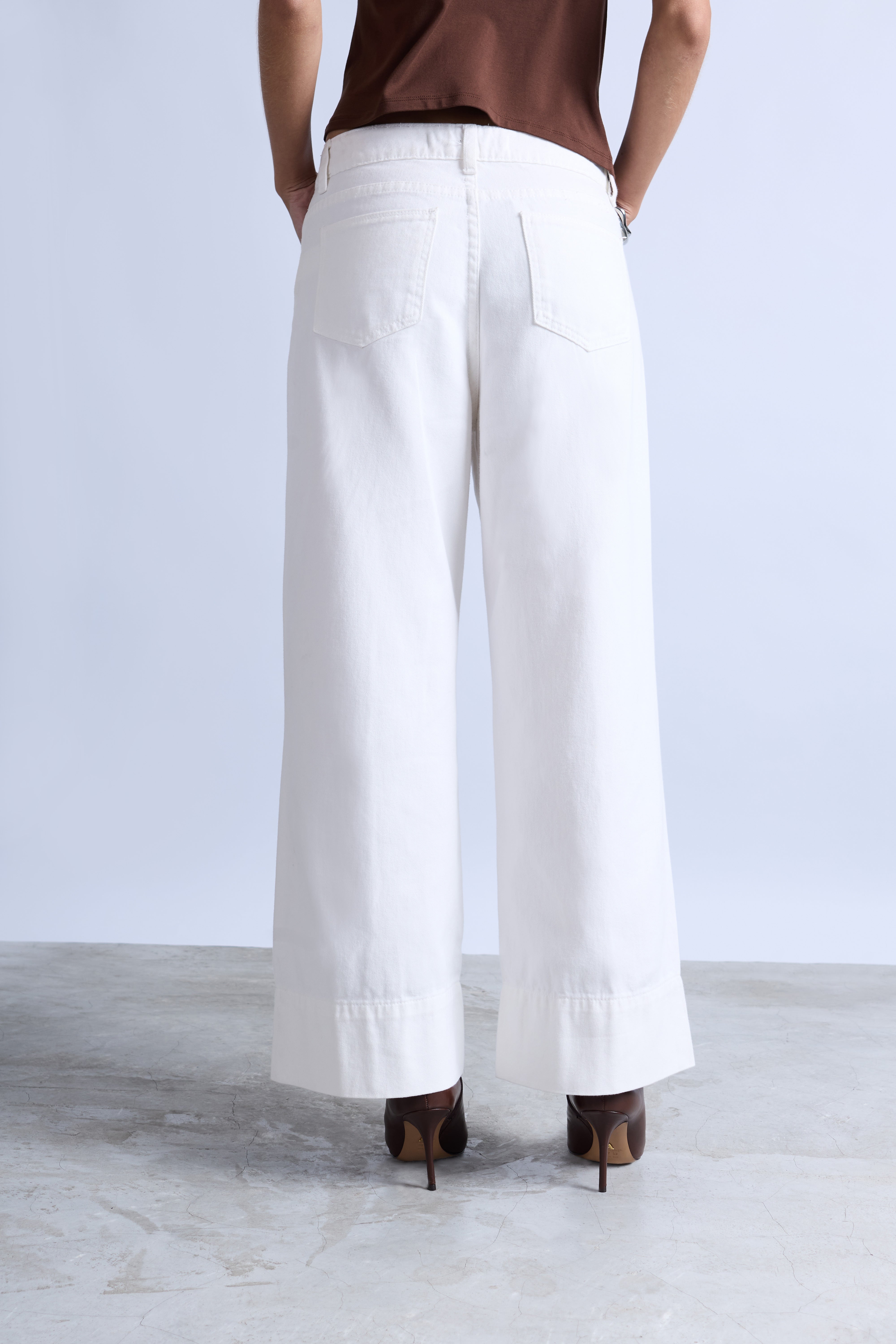 Pantalón Denim Wide Leg - Ecru