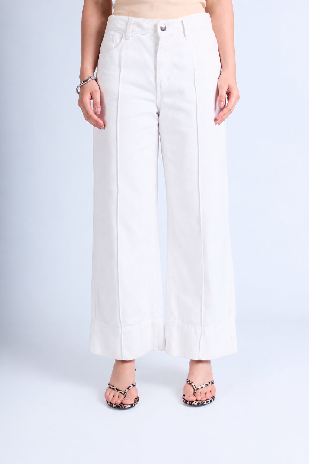 Pantalón Denim Wide Leg - Ecru