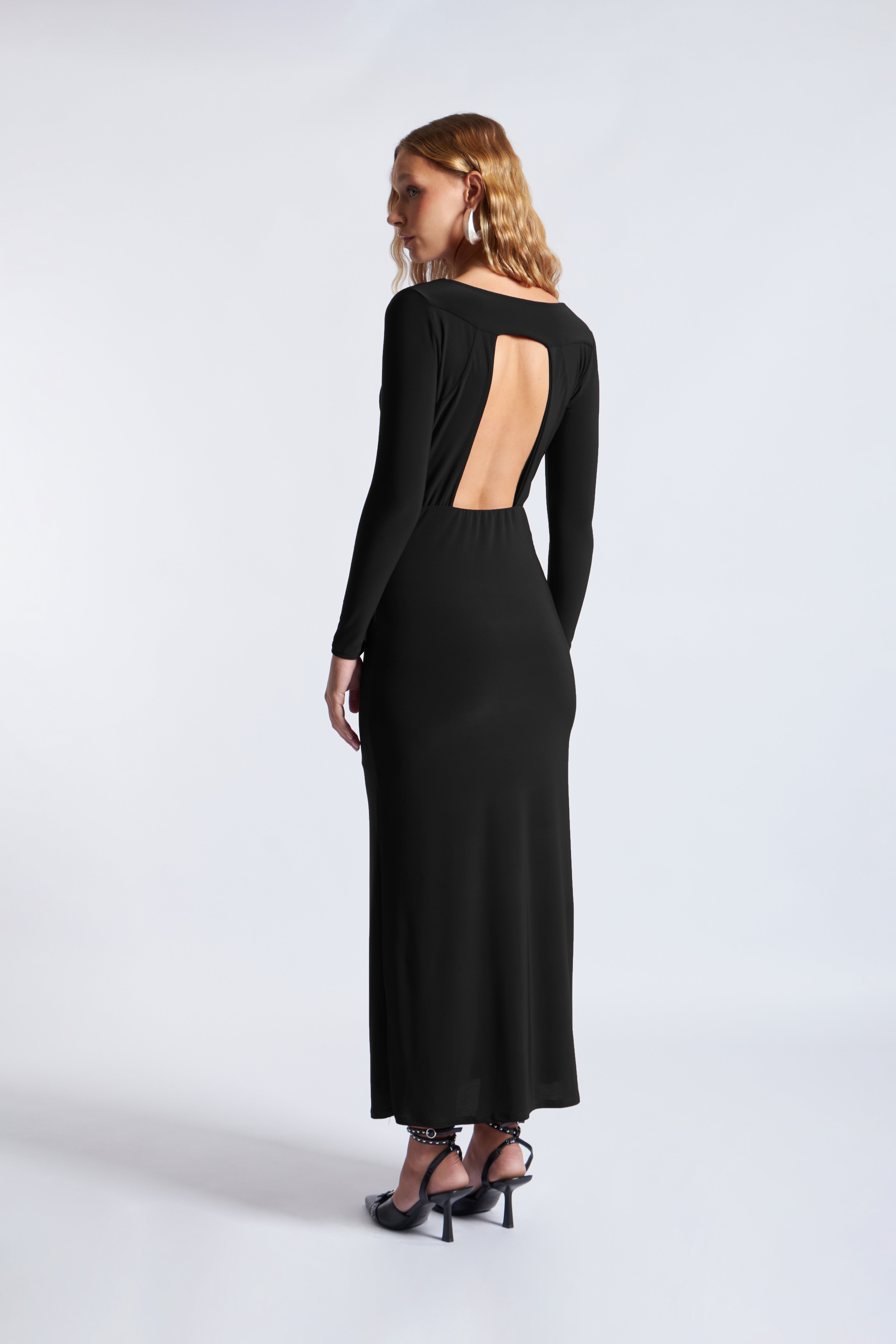 Vestido Largo Caída de Agua - Negro