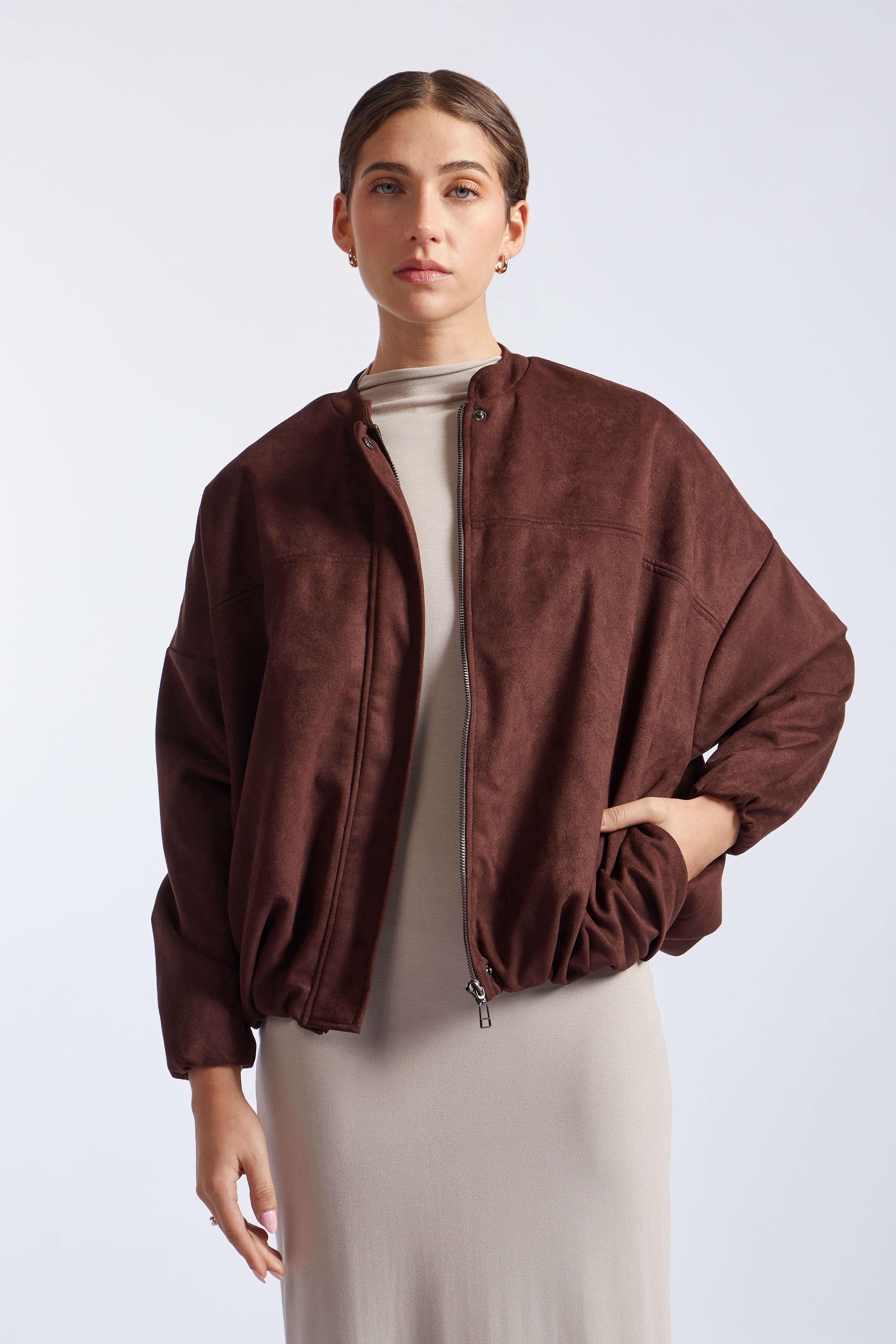 Casaca Bomber Suede - Marrón