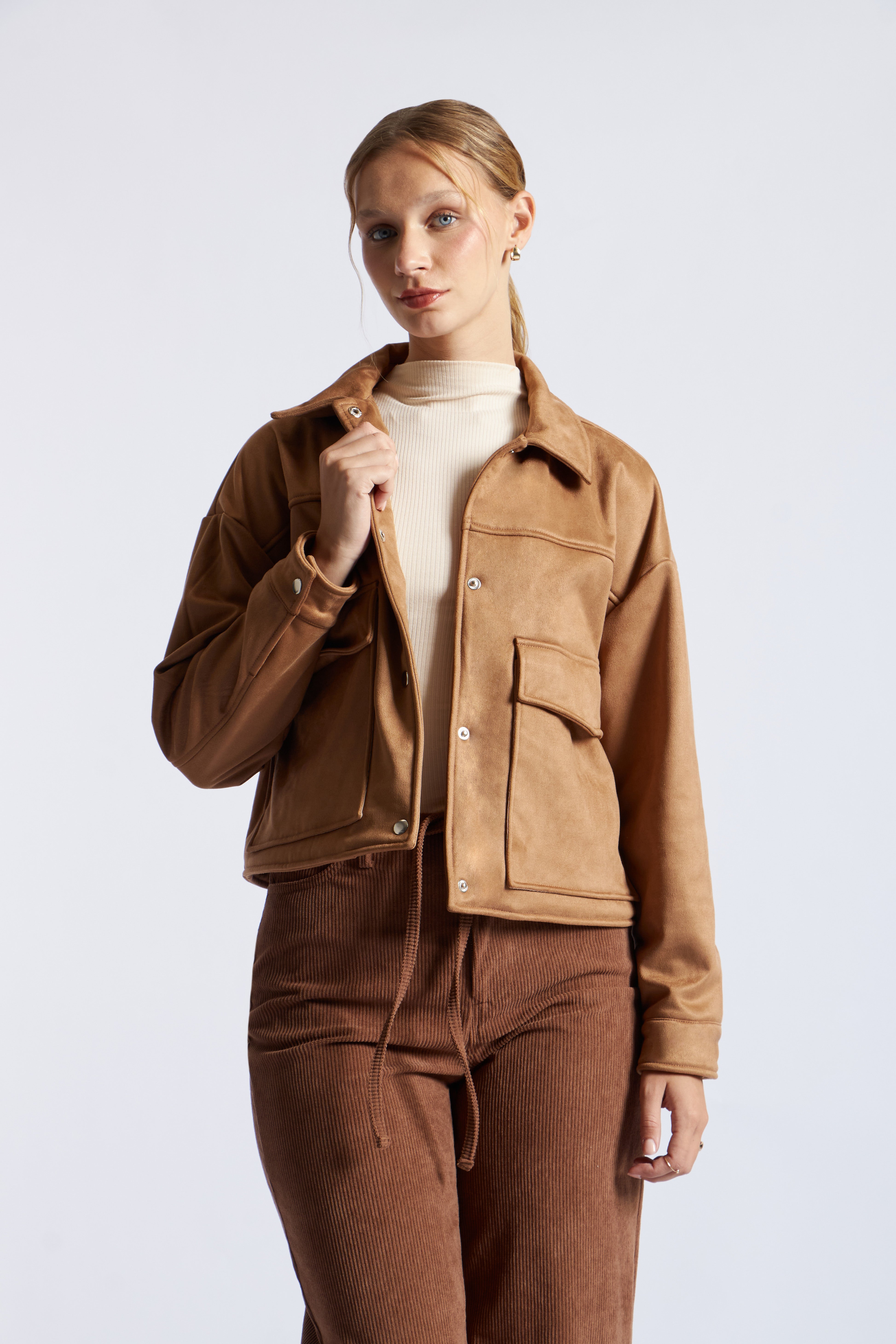 Casaca Suede Bolsillos - Camell