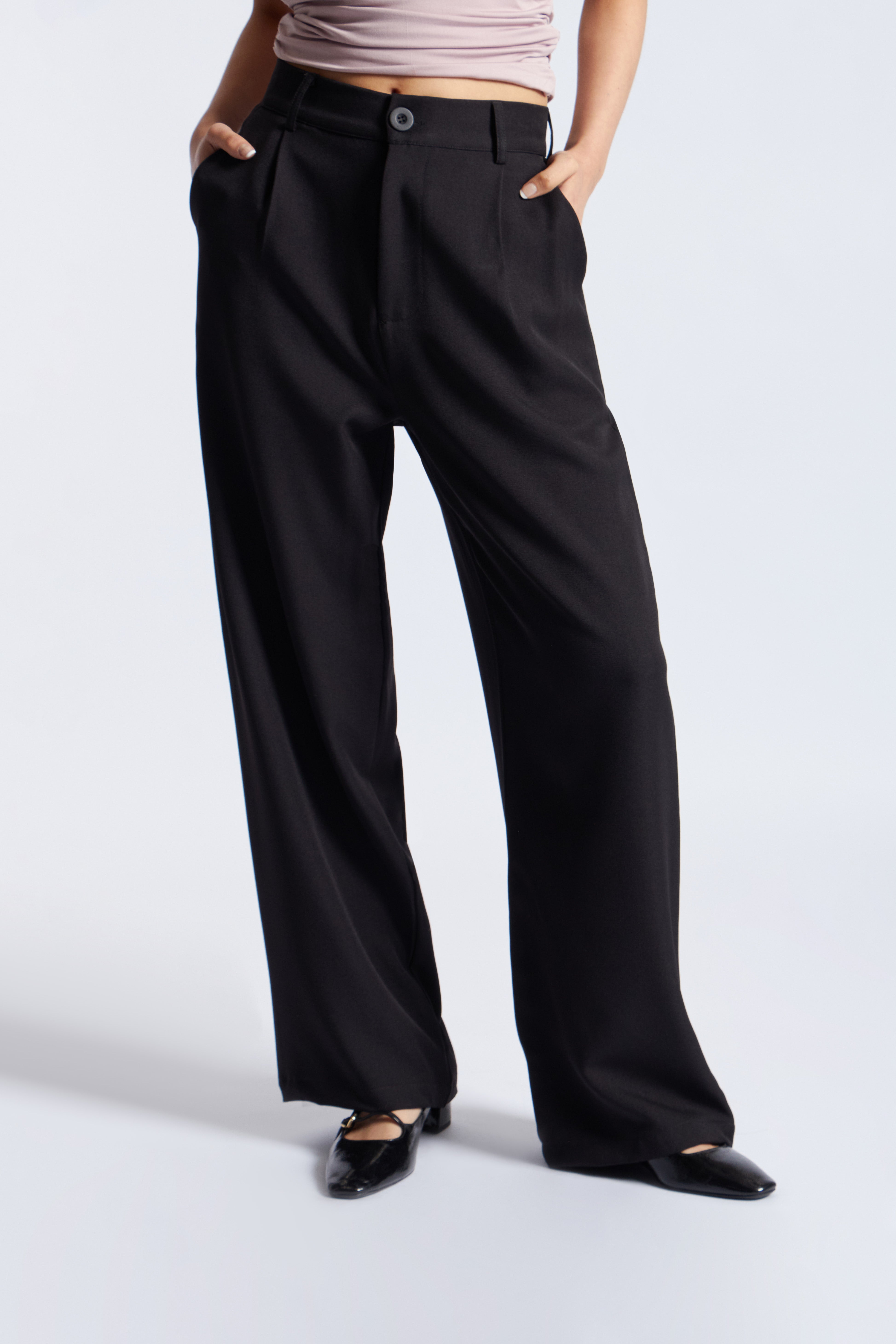 Pantalón Lino Pliegues - Negro