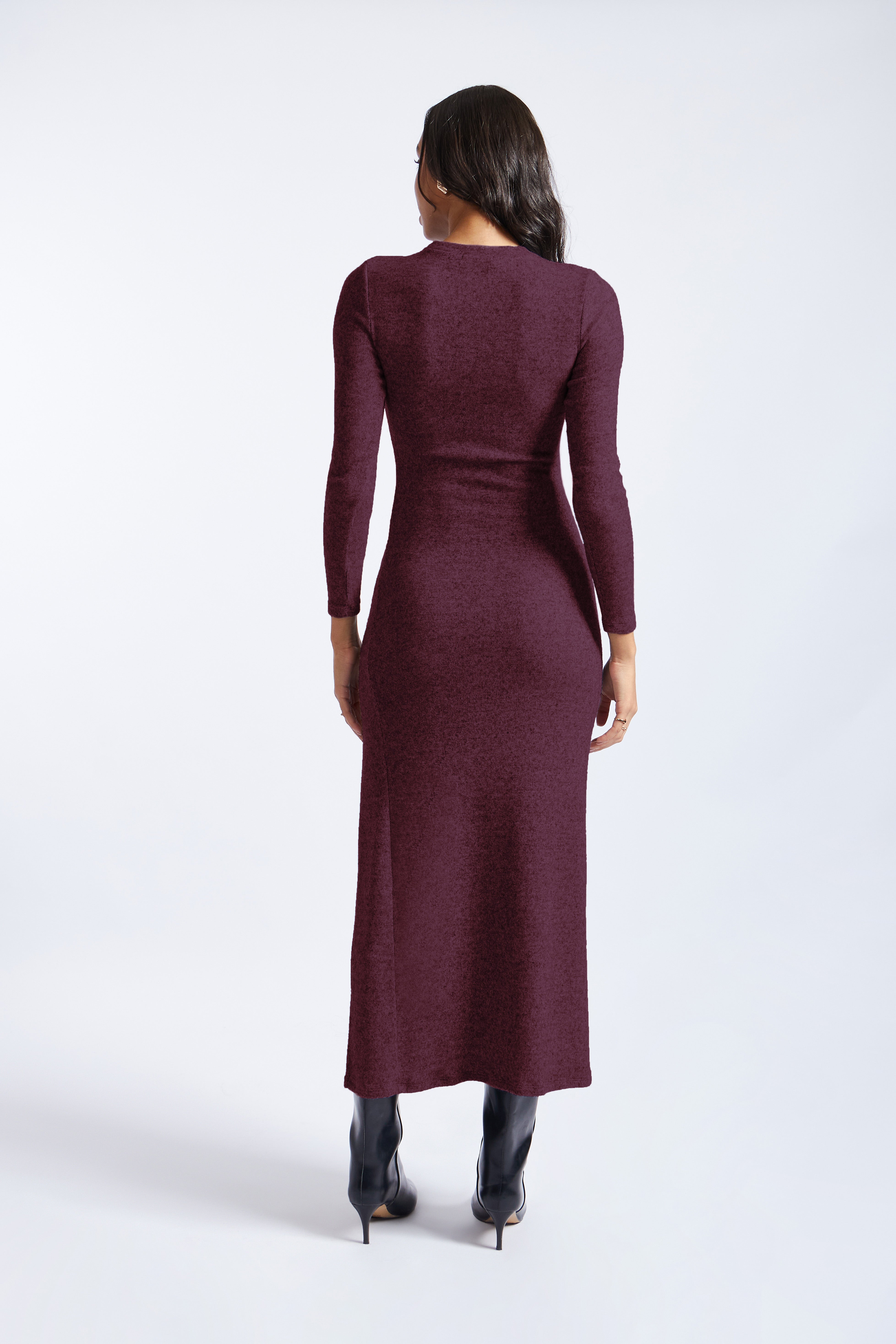 Vestido Cerrado Drapeado - Burgundy