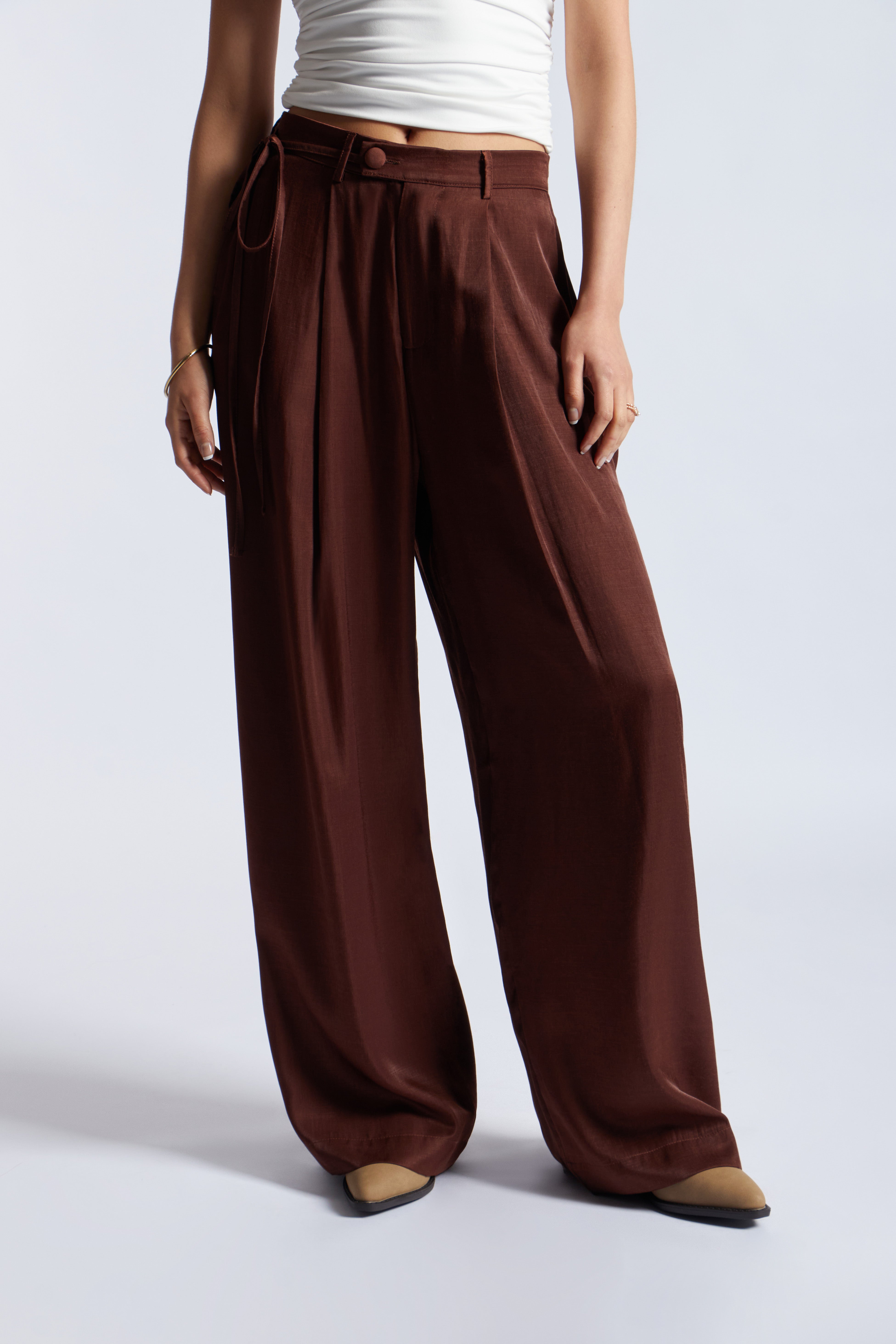 Pantalón Satín Fluido - Chocolate