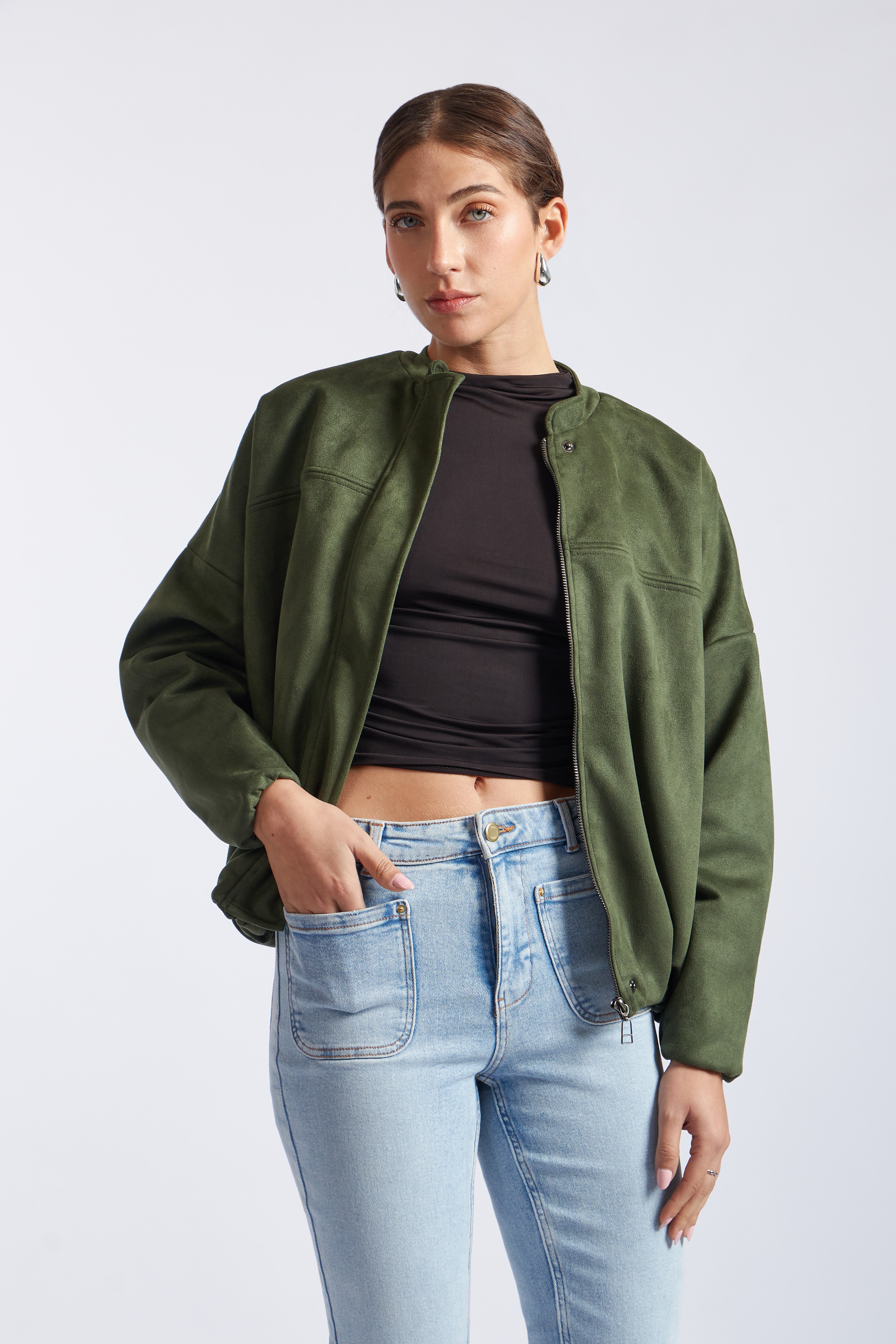 Casaca Bomber Suede - Verde