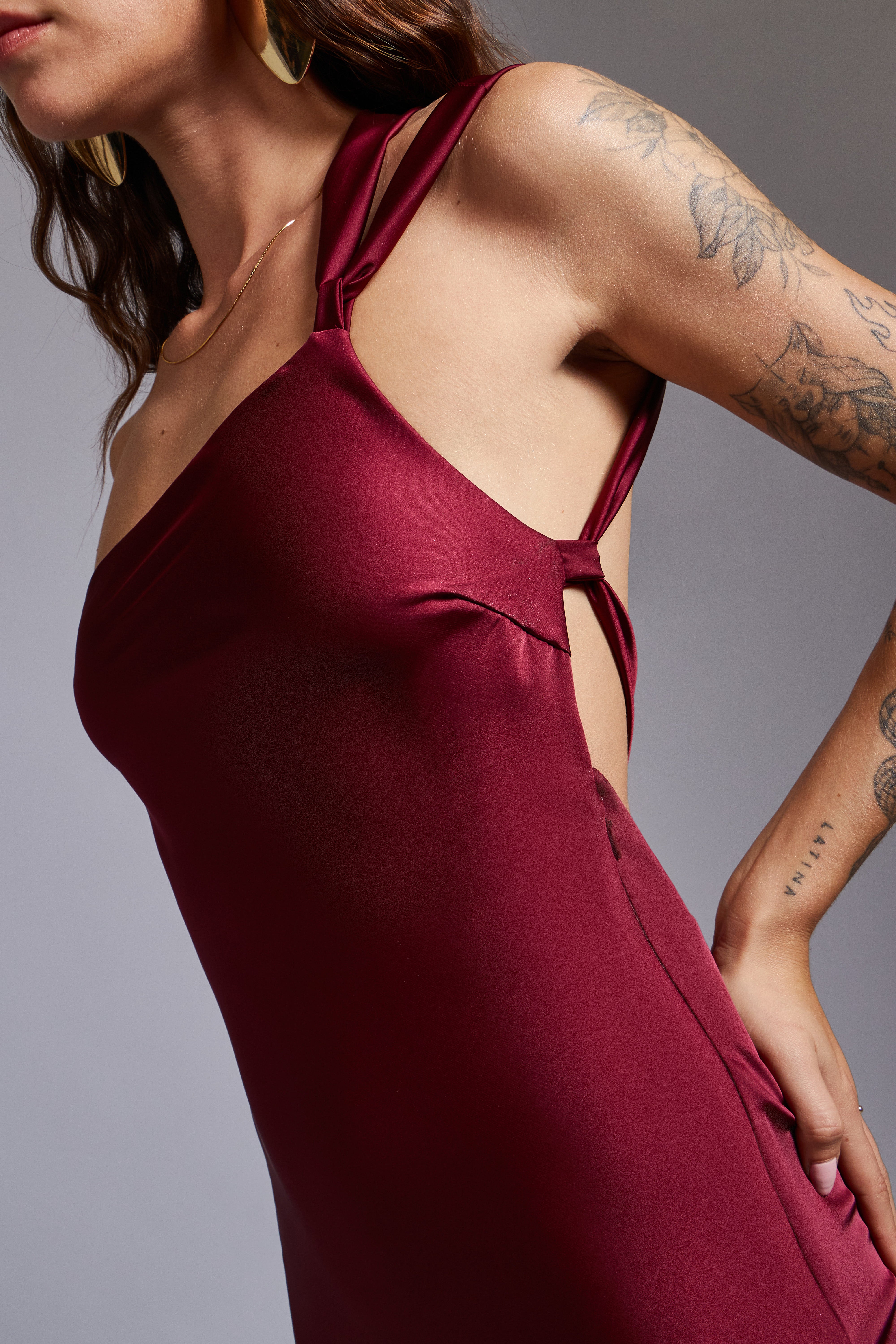 Vestido Tira Cruzada - Vino