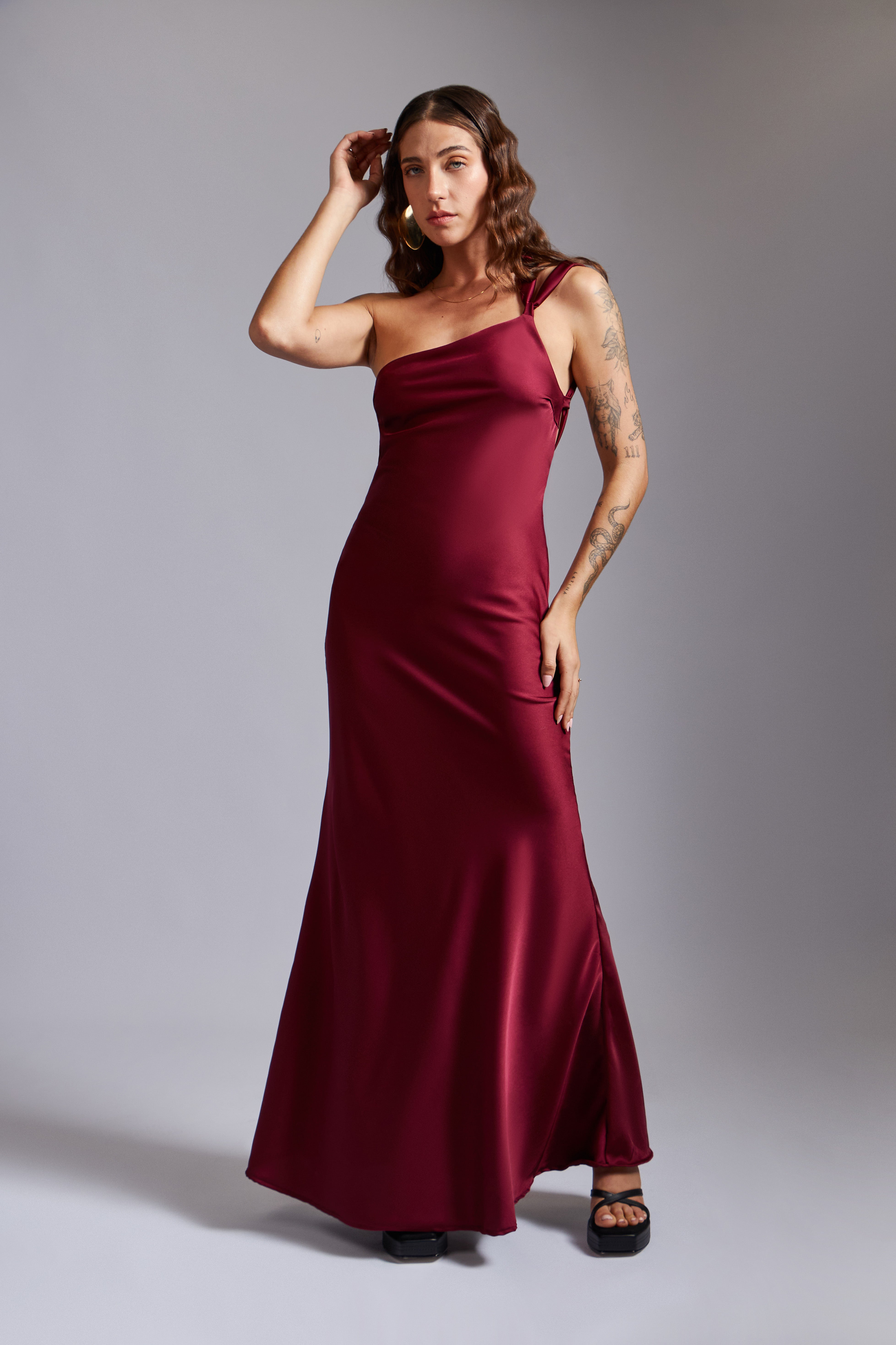 Vestido Tira Cruzada - Vino