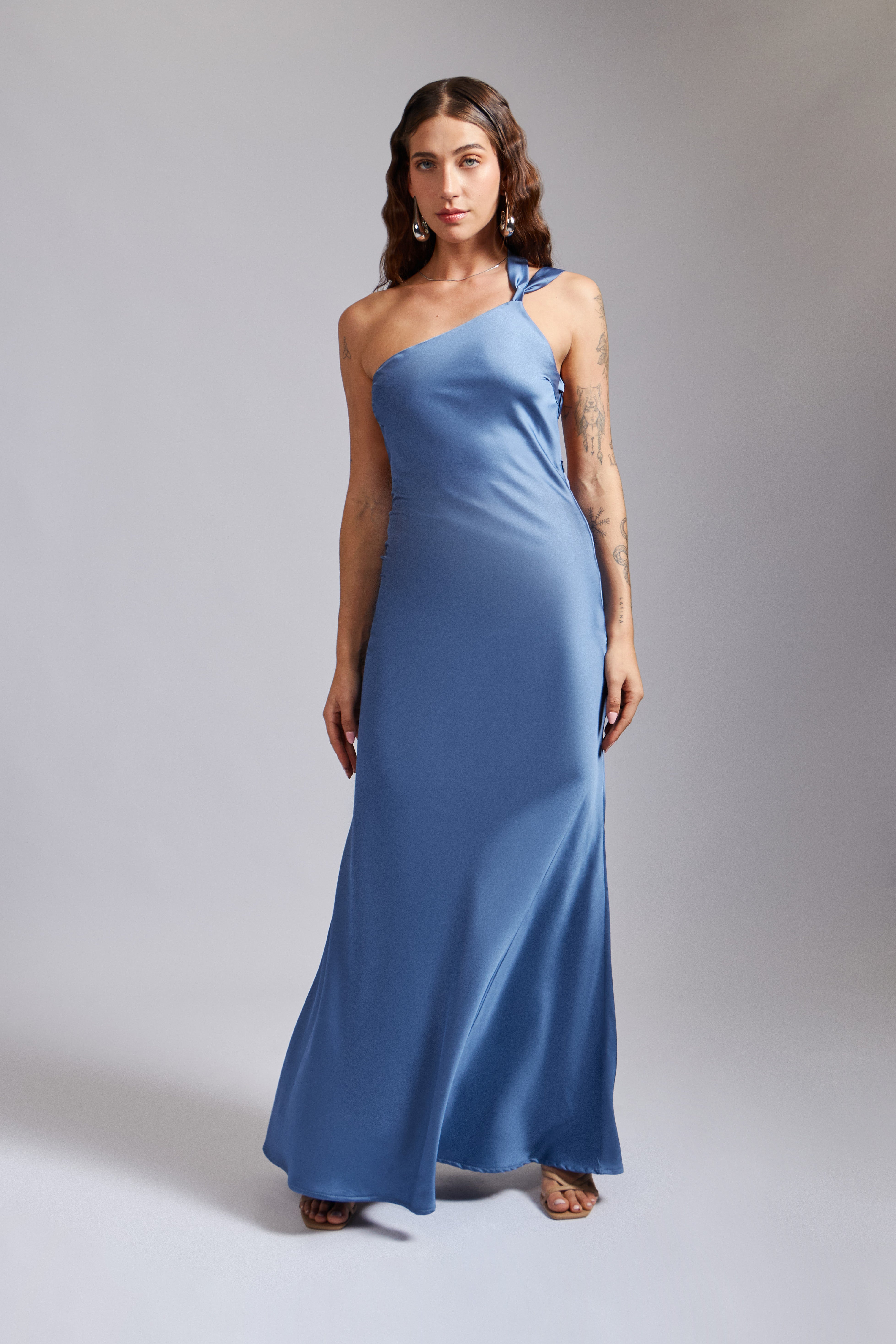 Vestido Tira Cruzada - Acero