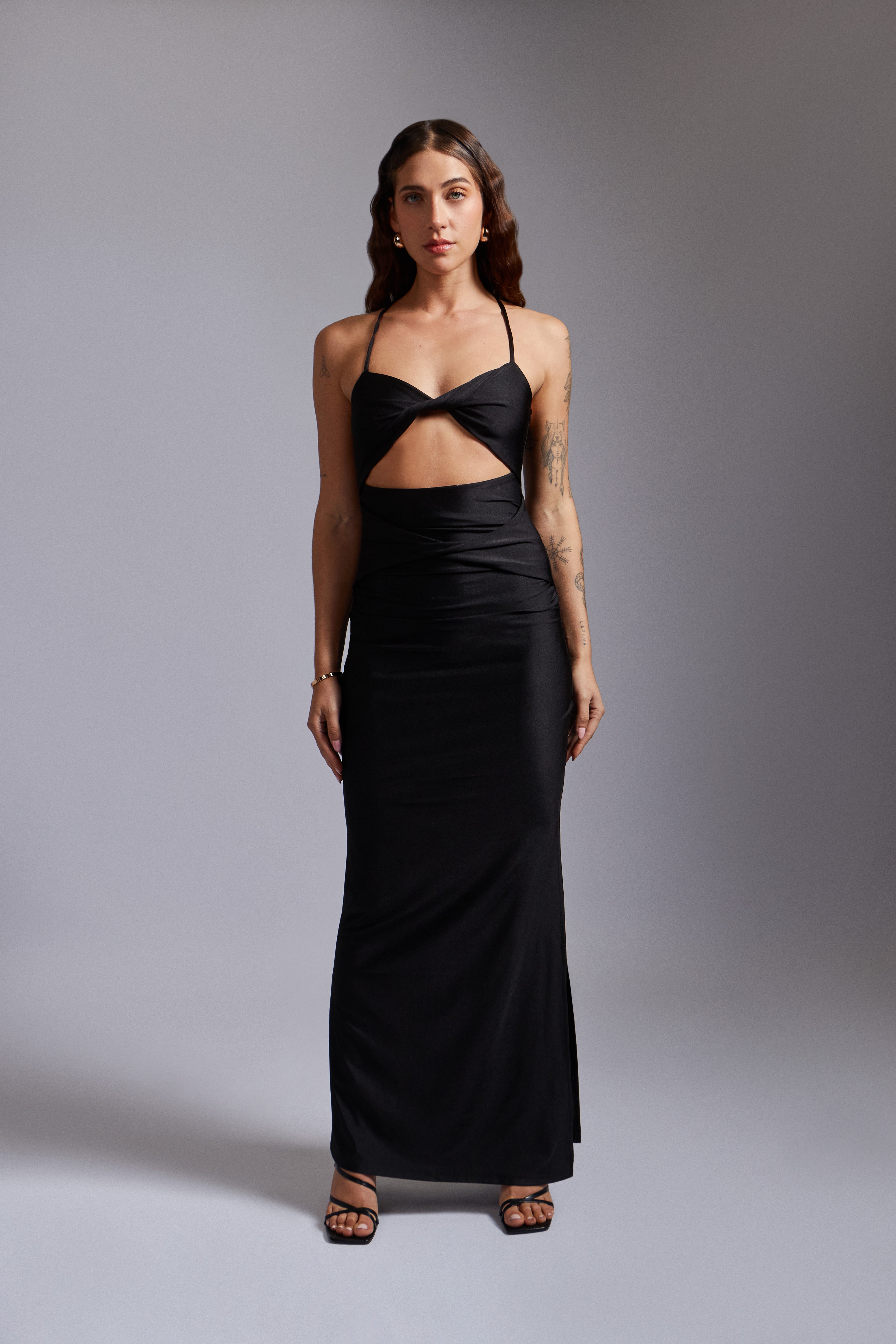 Vestido Cut Out Cruzado - Negro
