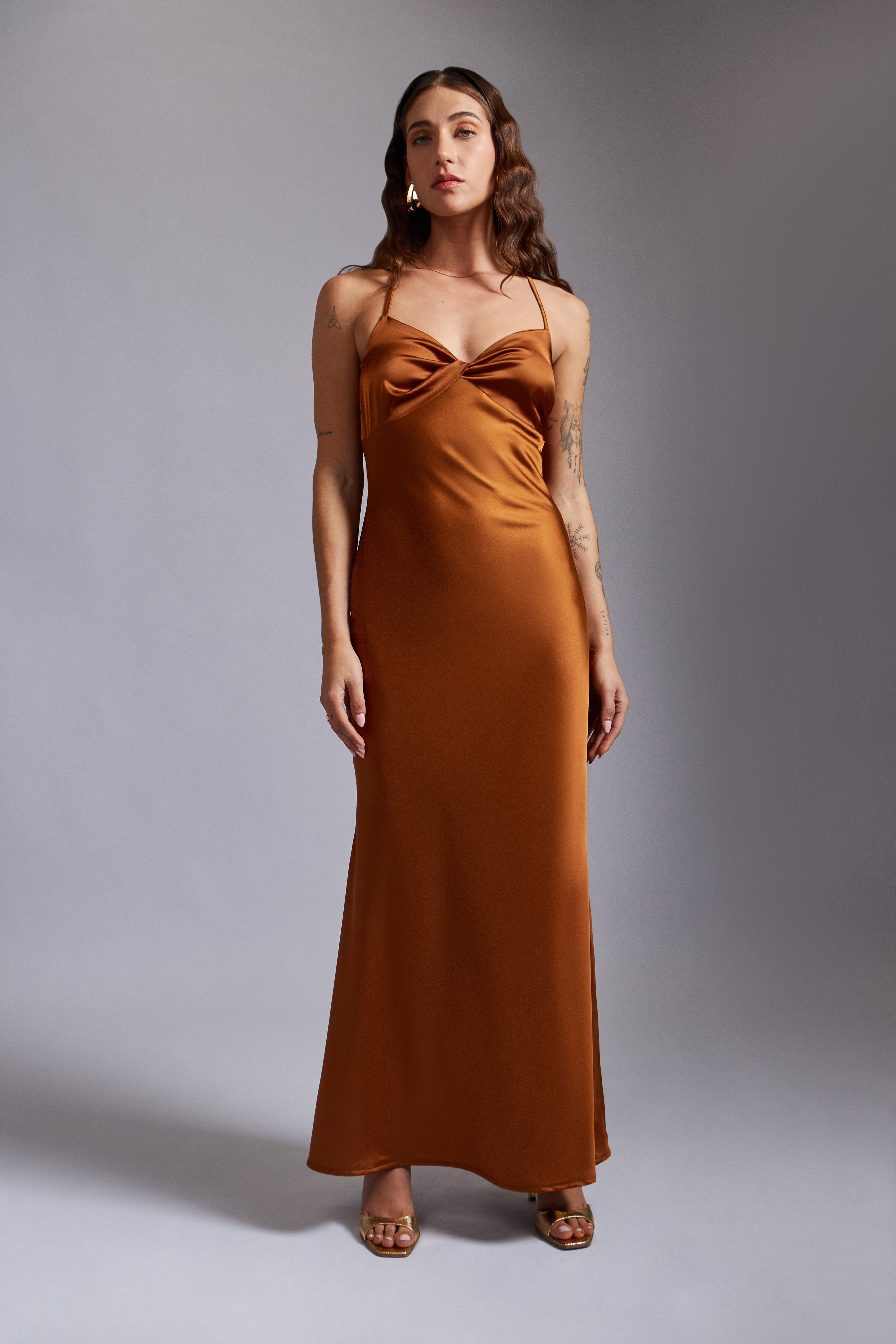 Vestido Largo Lencero - Camello