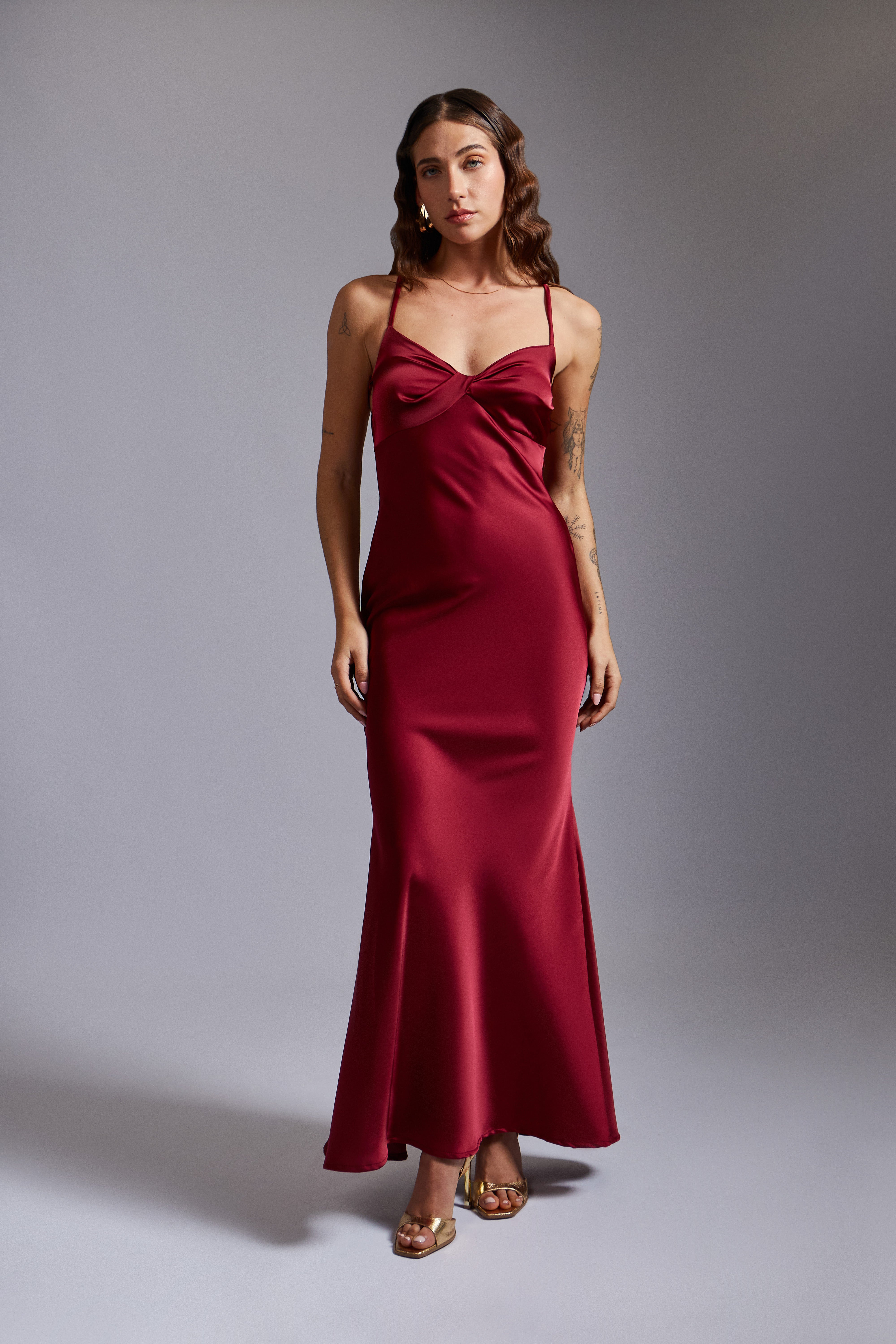 Vestido Largo Lencero - Vino