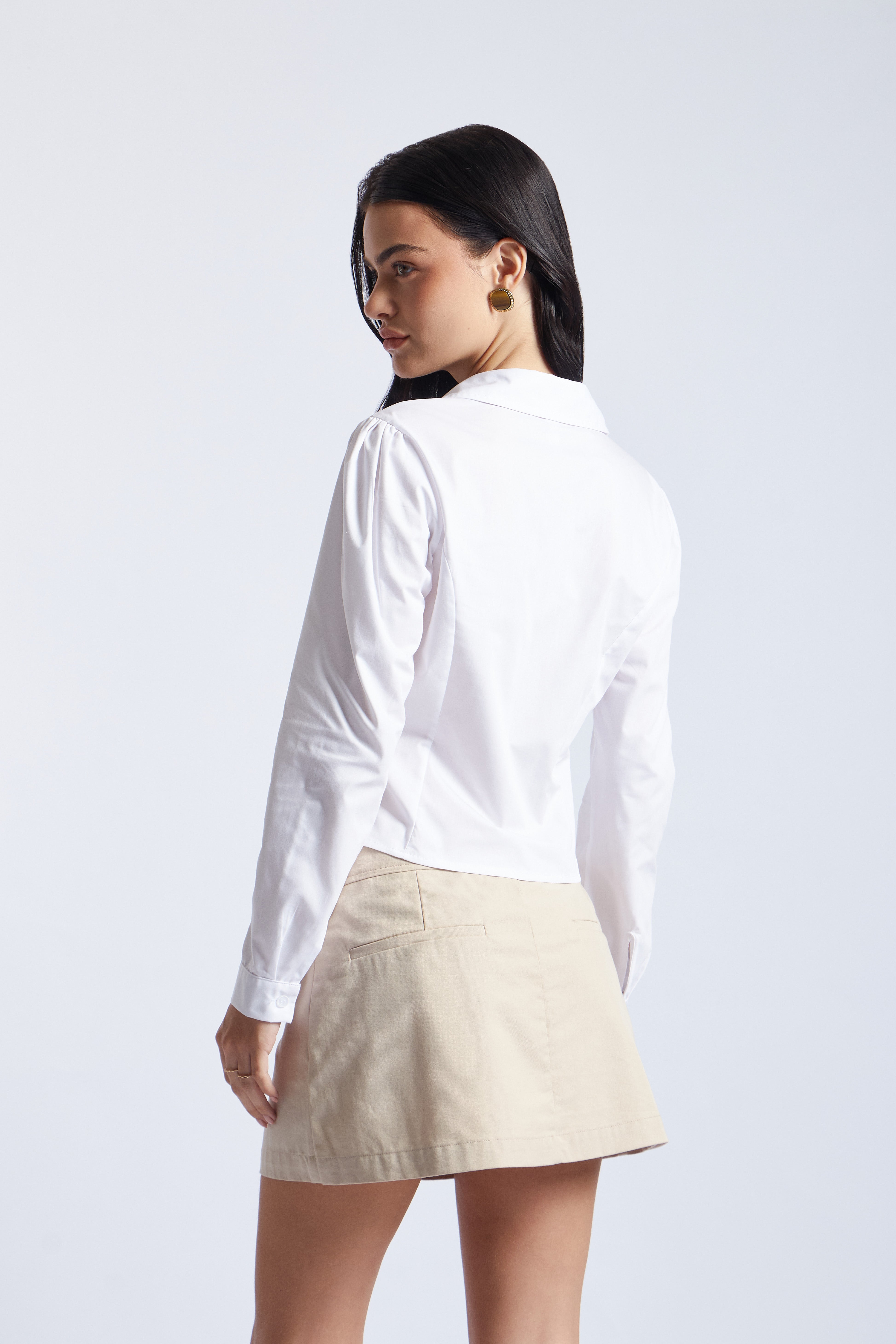 Blusa Manga Larga Corset - Blanco