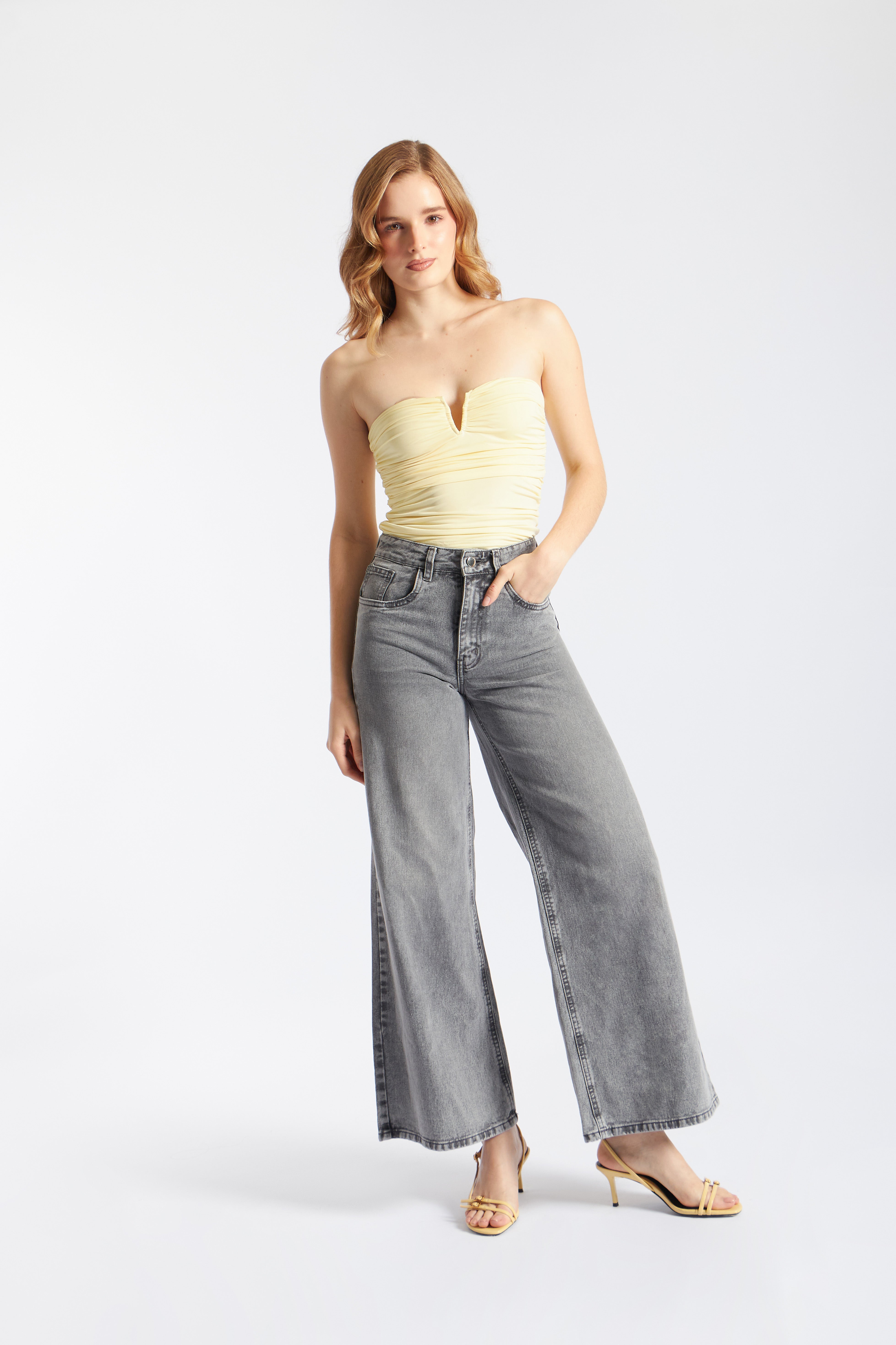 Pantalón Denim Wide 90 - Jeans Gris