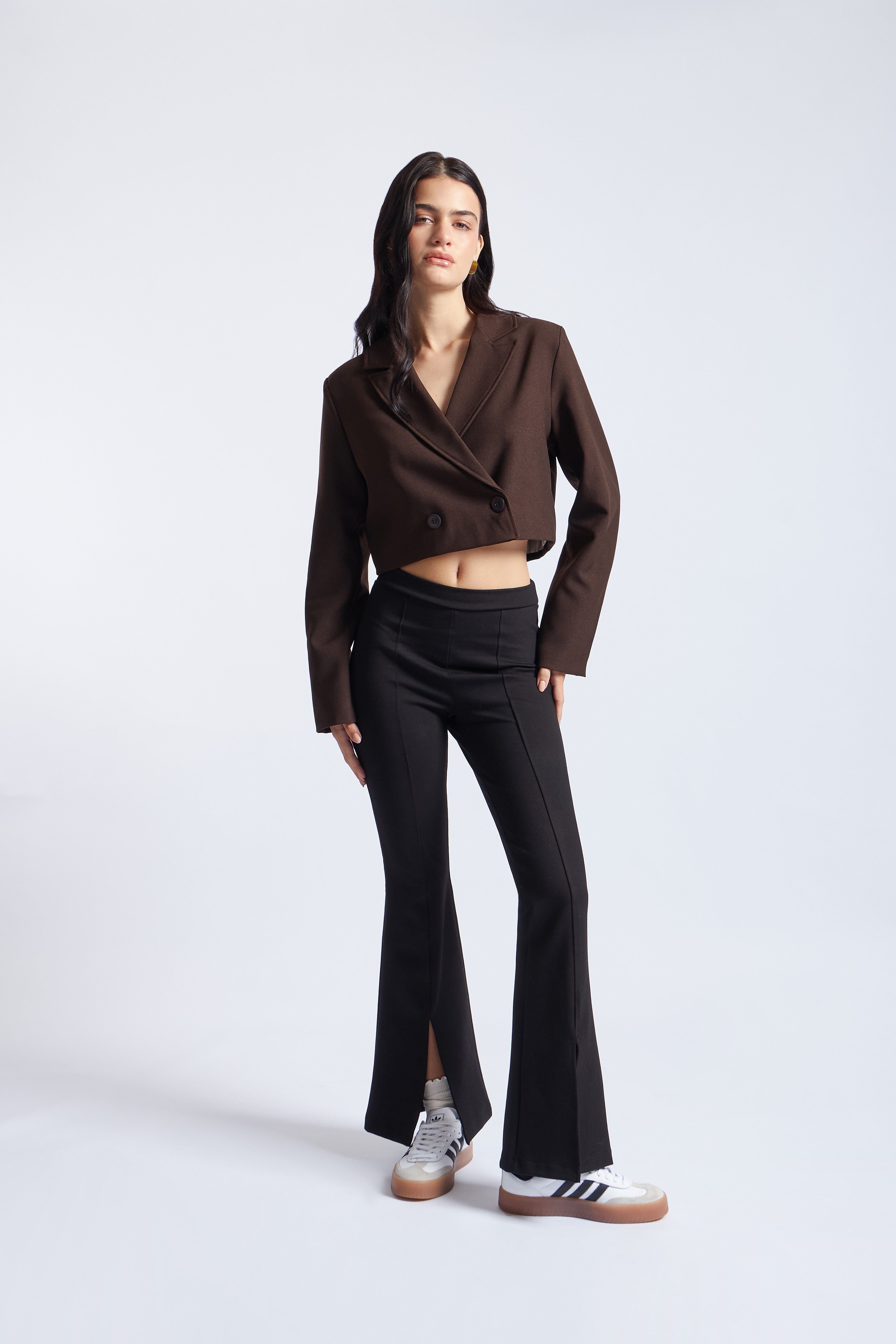 Cropped Blazer Cruzado - Chocolate